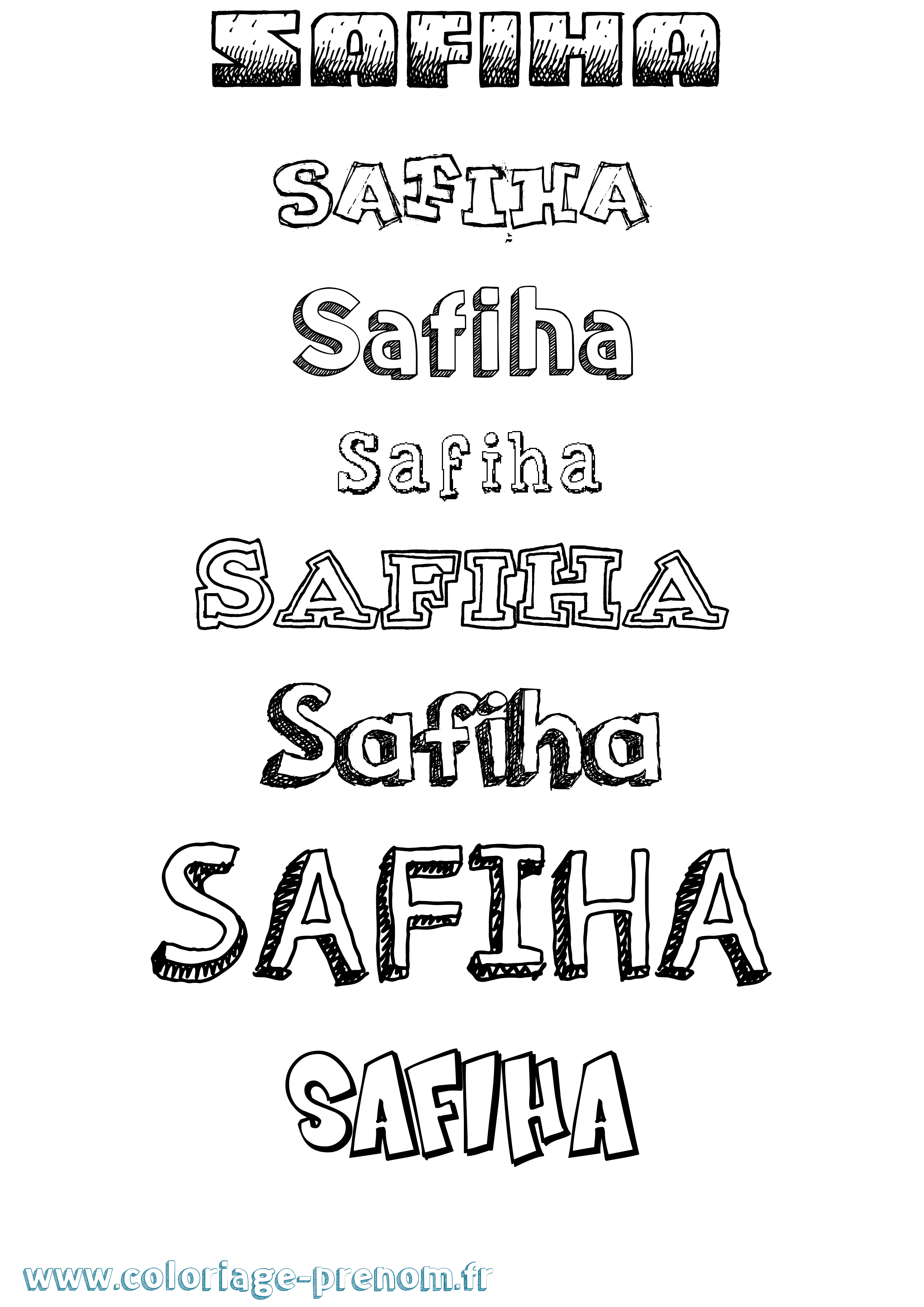 Coloriage prénom Safiha Dessiné
