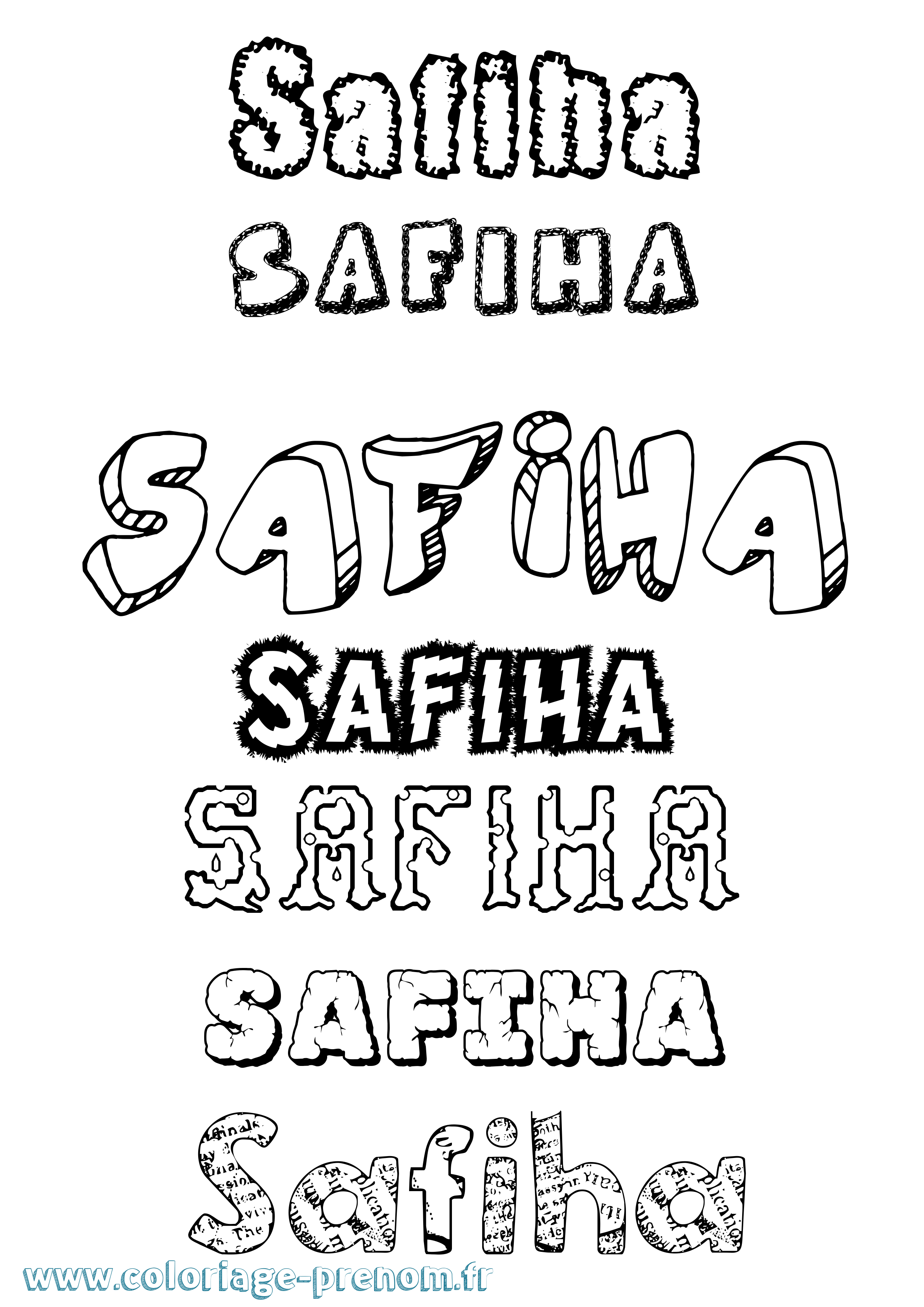 Coloriage Safiha Destructuré Coloriage prénom Safiha Destructuré