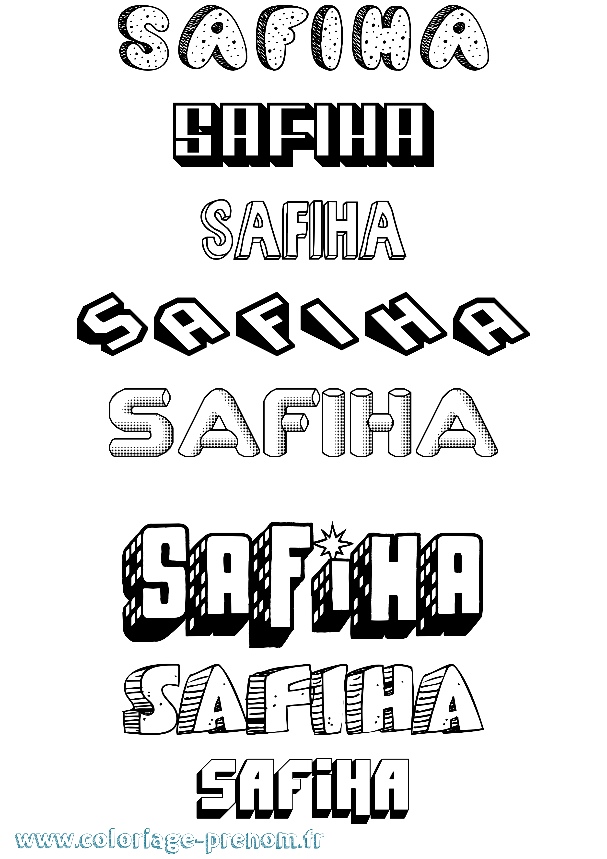 Coloriage prénom Safiha Effet 3D