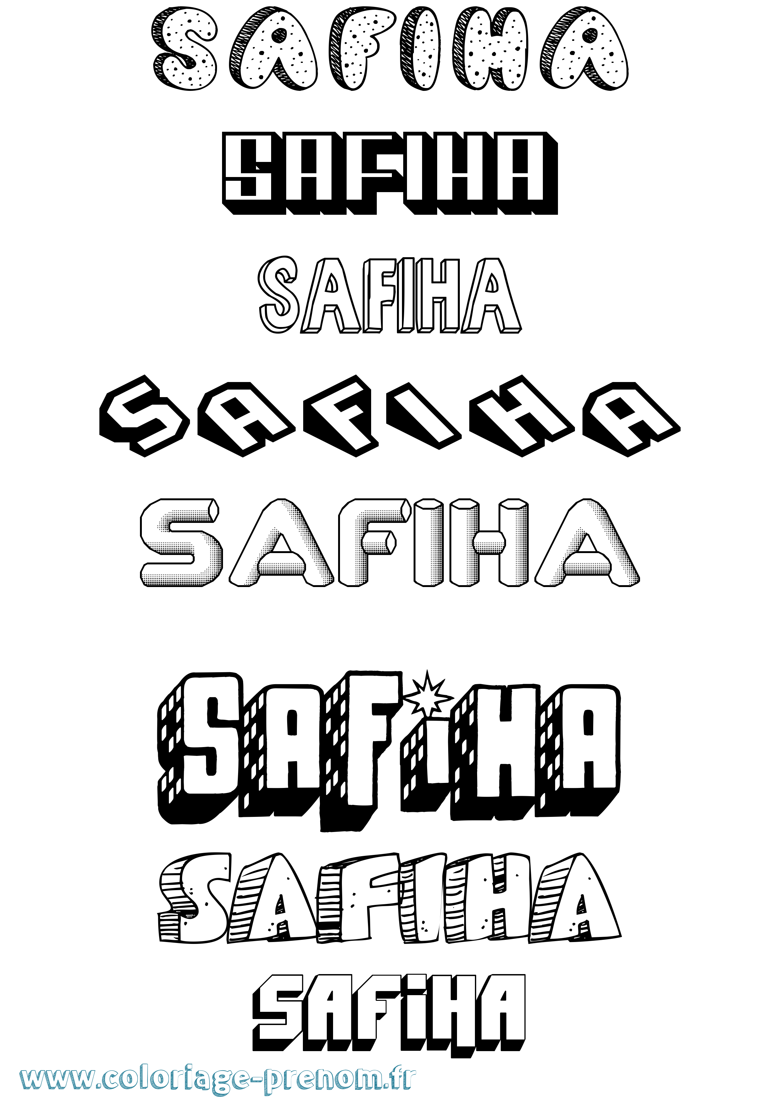 Coloriage Safiha Effet 3D Coloriage prénom Safiha Effet 3D