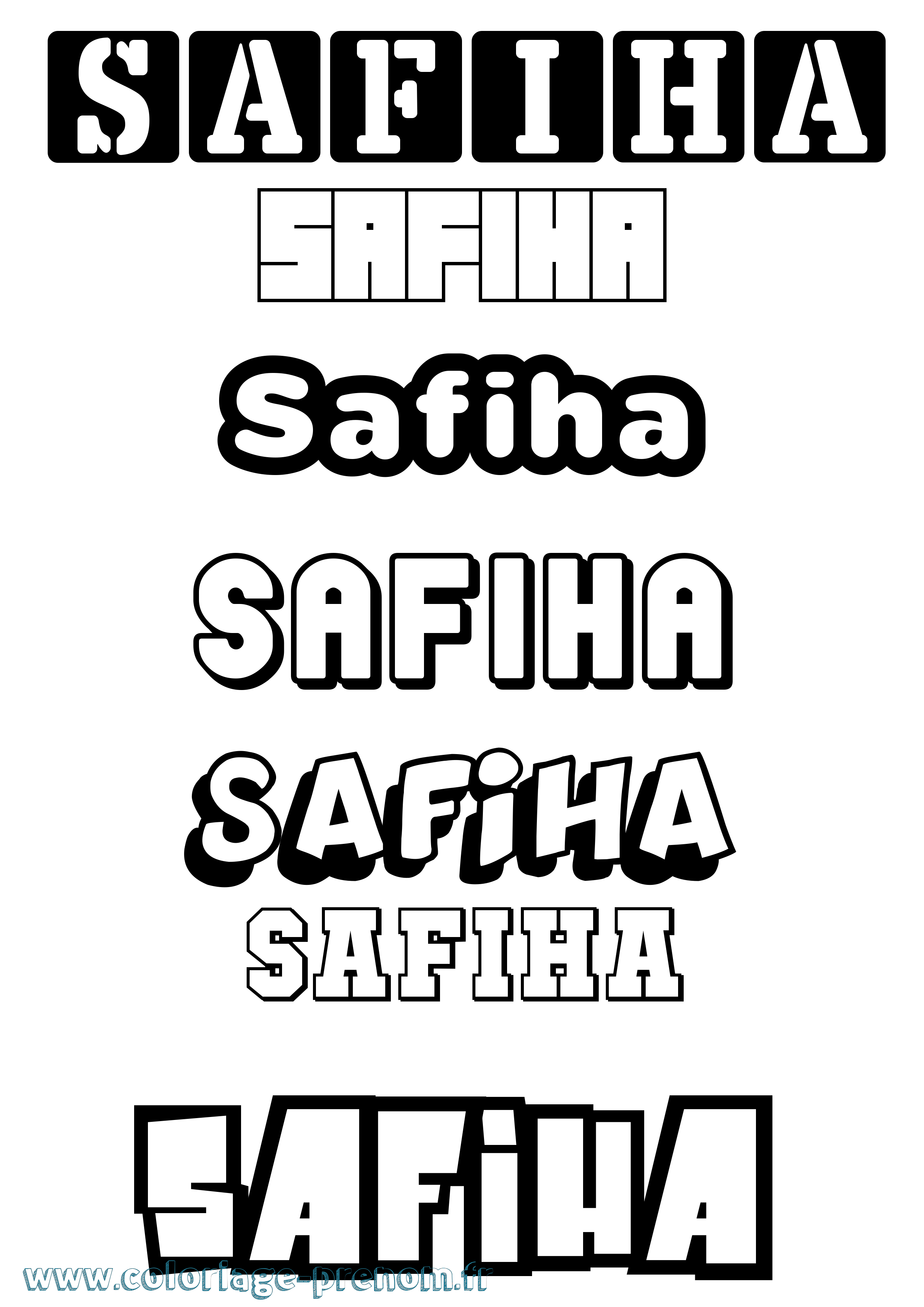 Coloriage prénom Safiha Simple