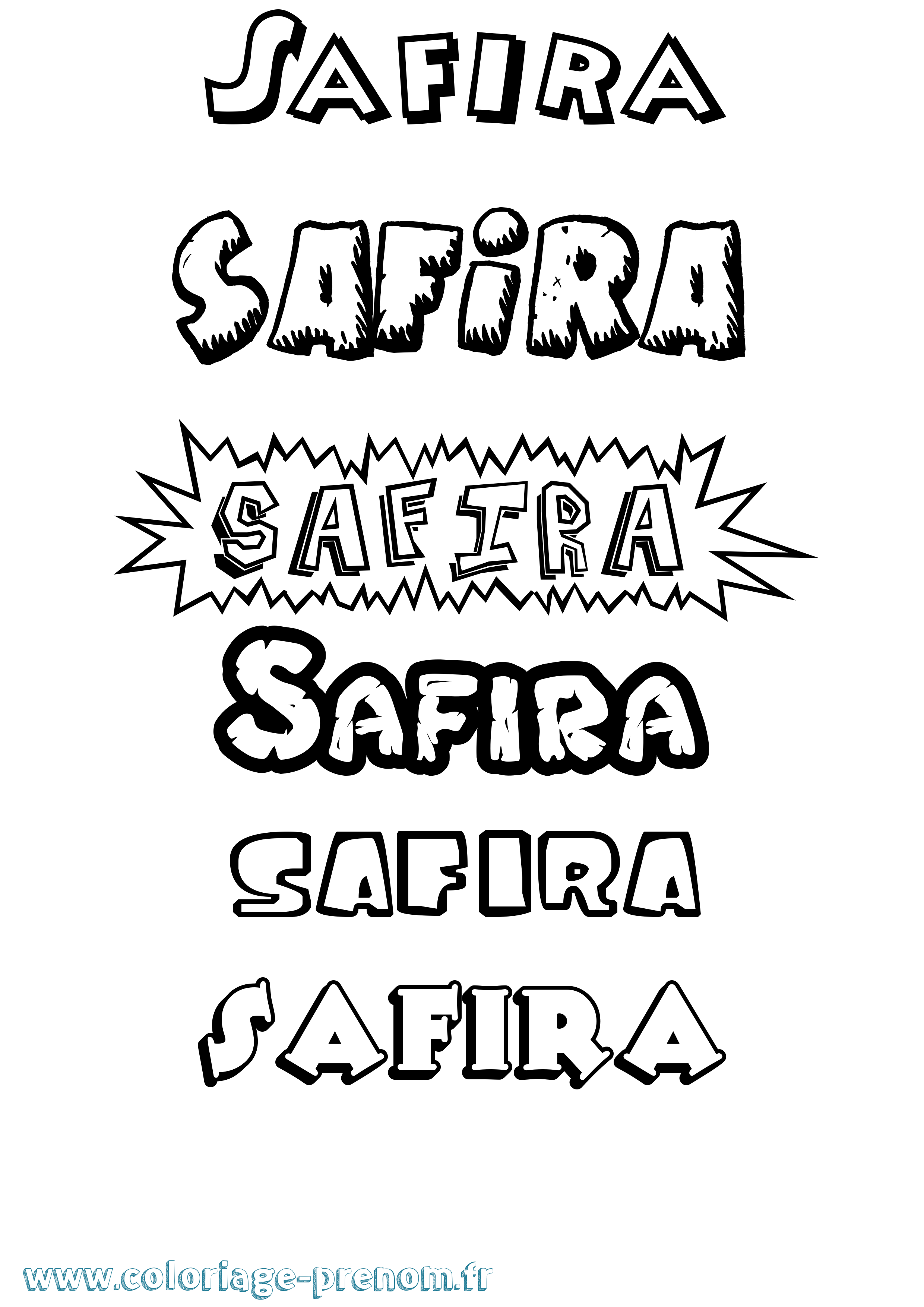 Coloriage prénom Safira Dessin Animé