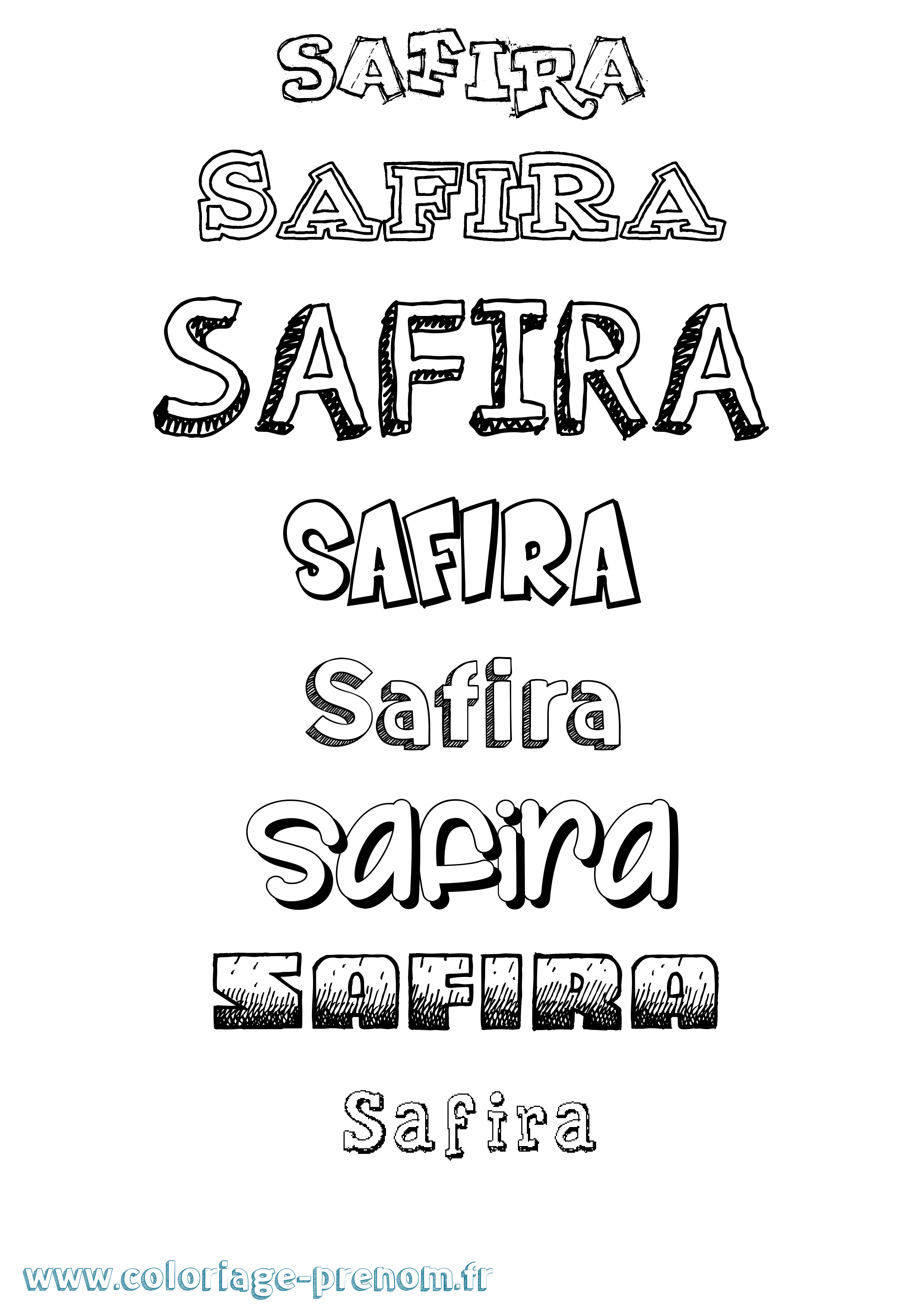 Coloriage prénom Safira Dessiné
