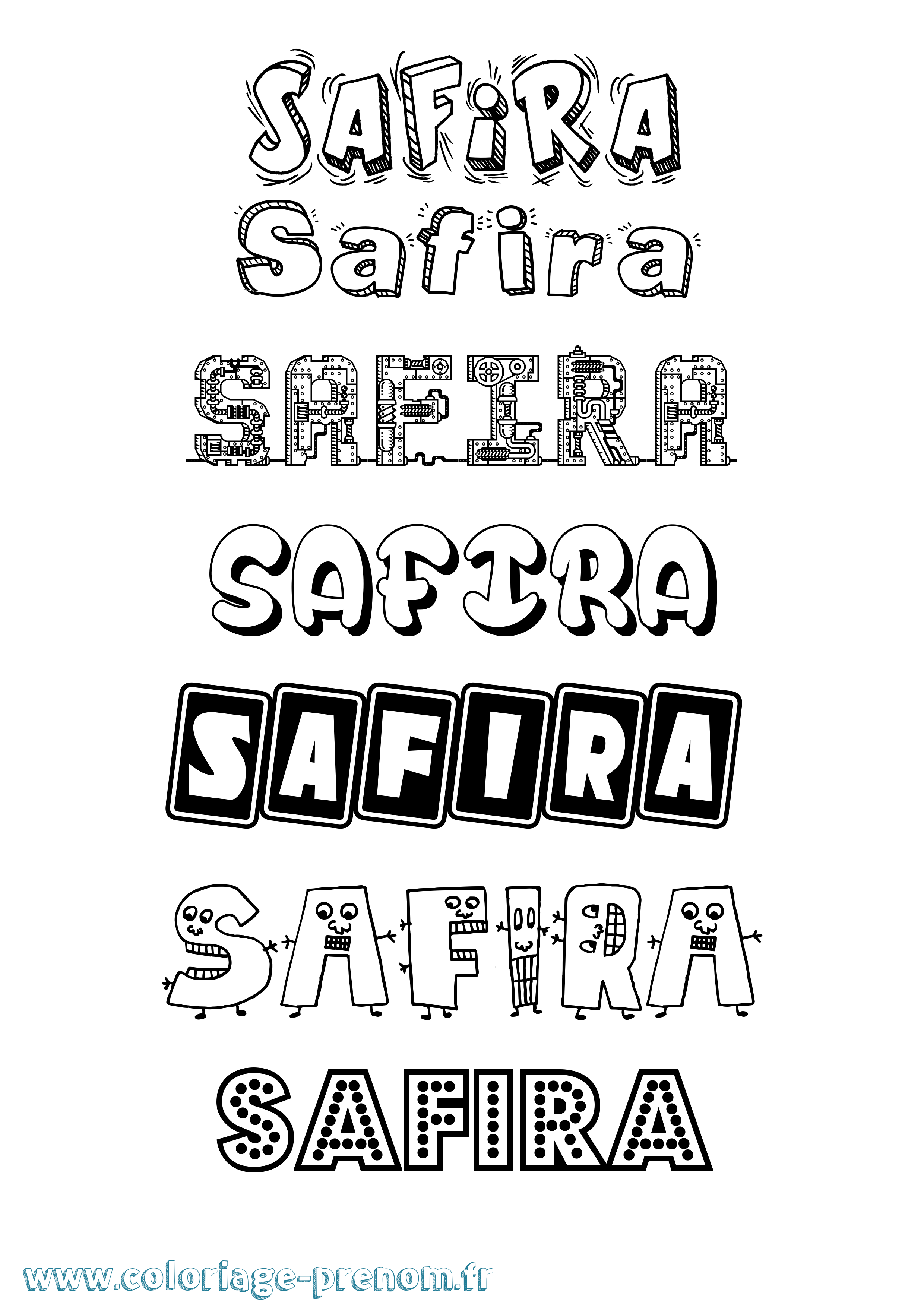 Coloriage prénom Safira Fun