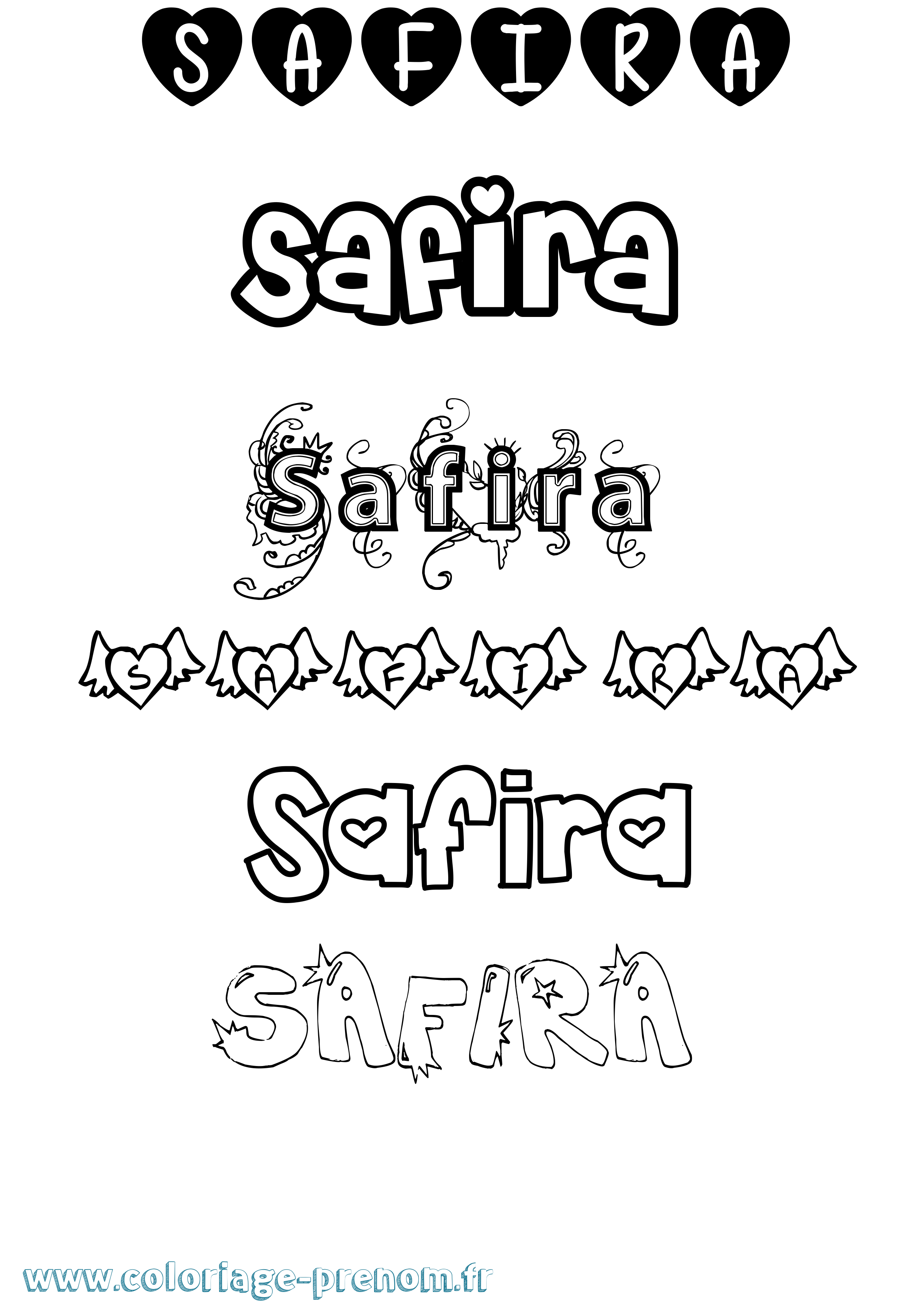 Coloriage prénom Safira Girly