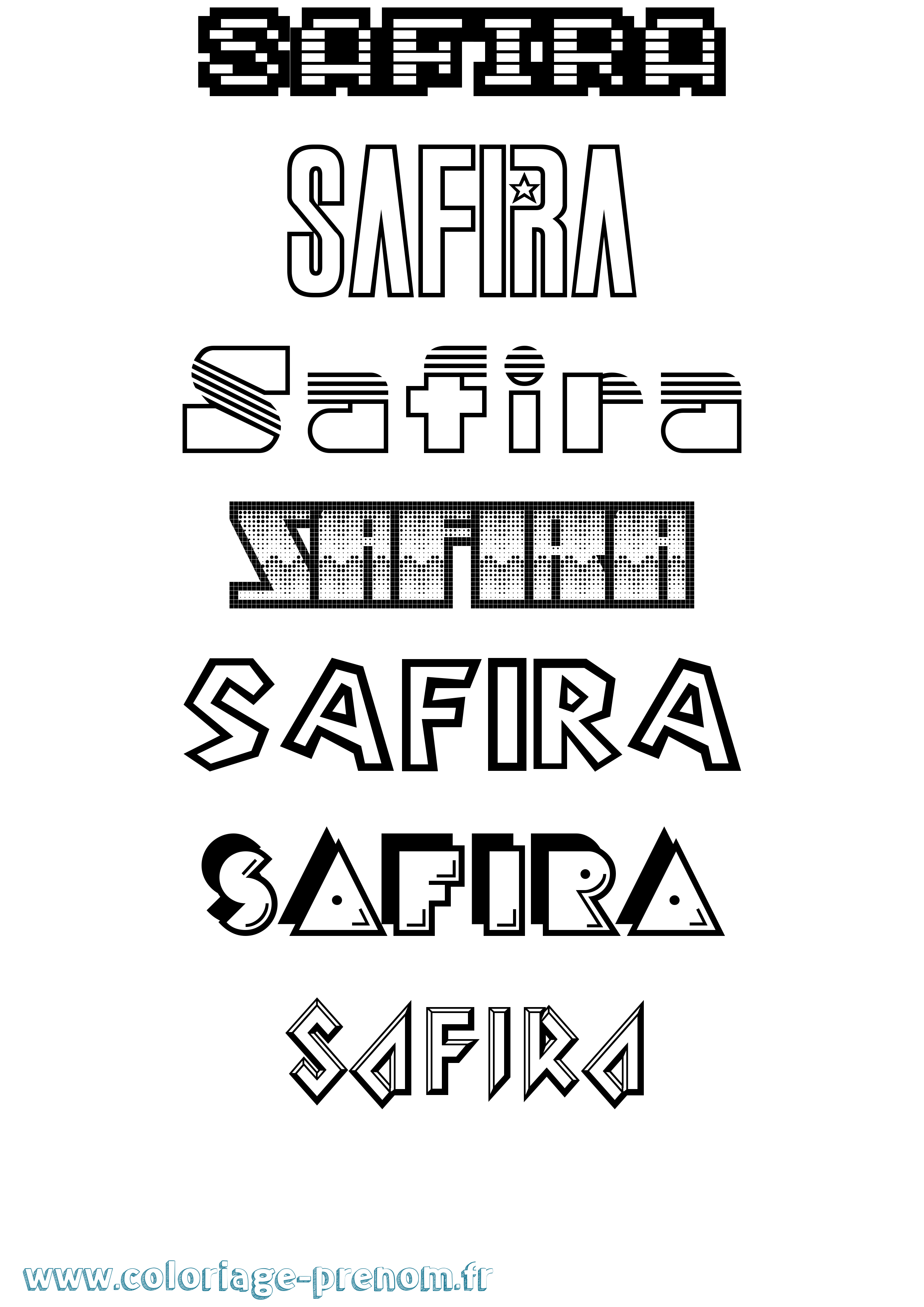Coloriage prénom Safira Jeux Vidéos