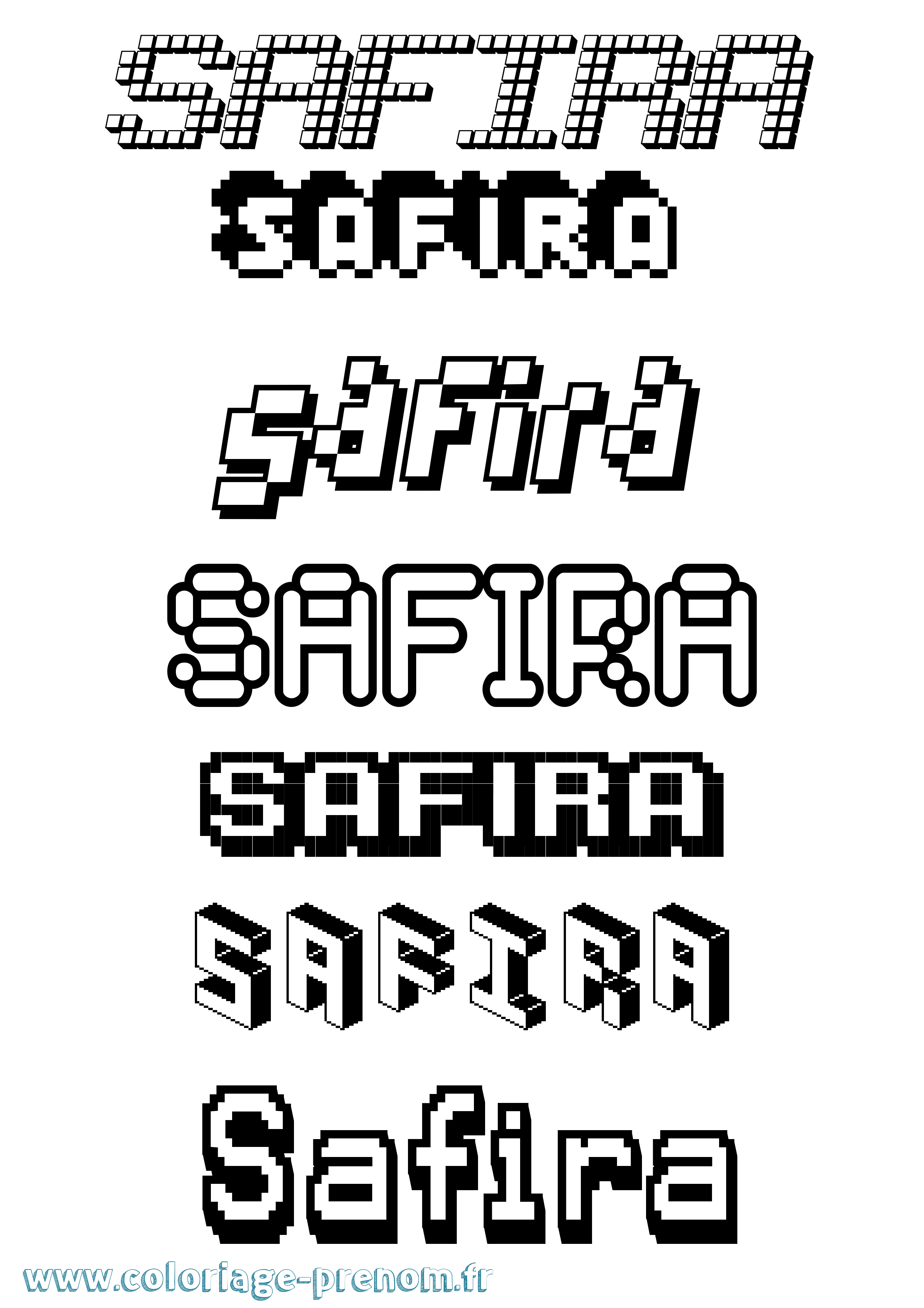 Coloriage prénom Safira Pixel