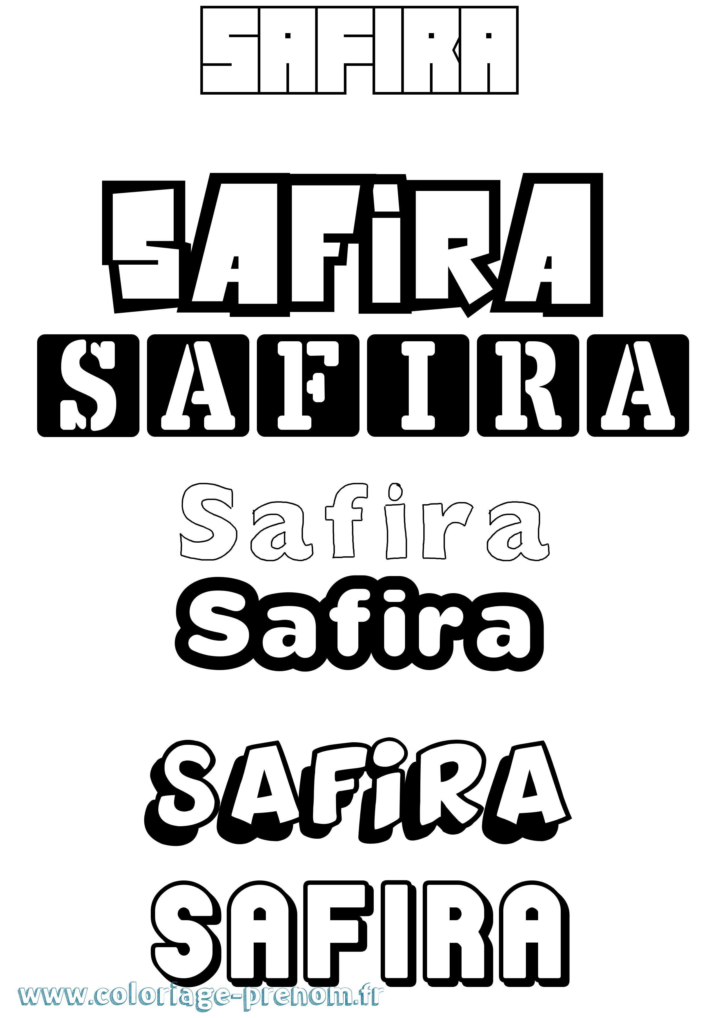 Coloriage prénom Safira Simple