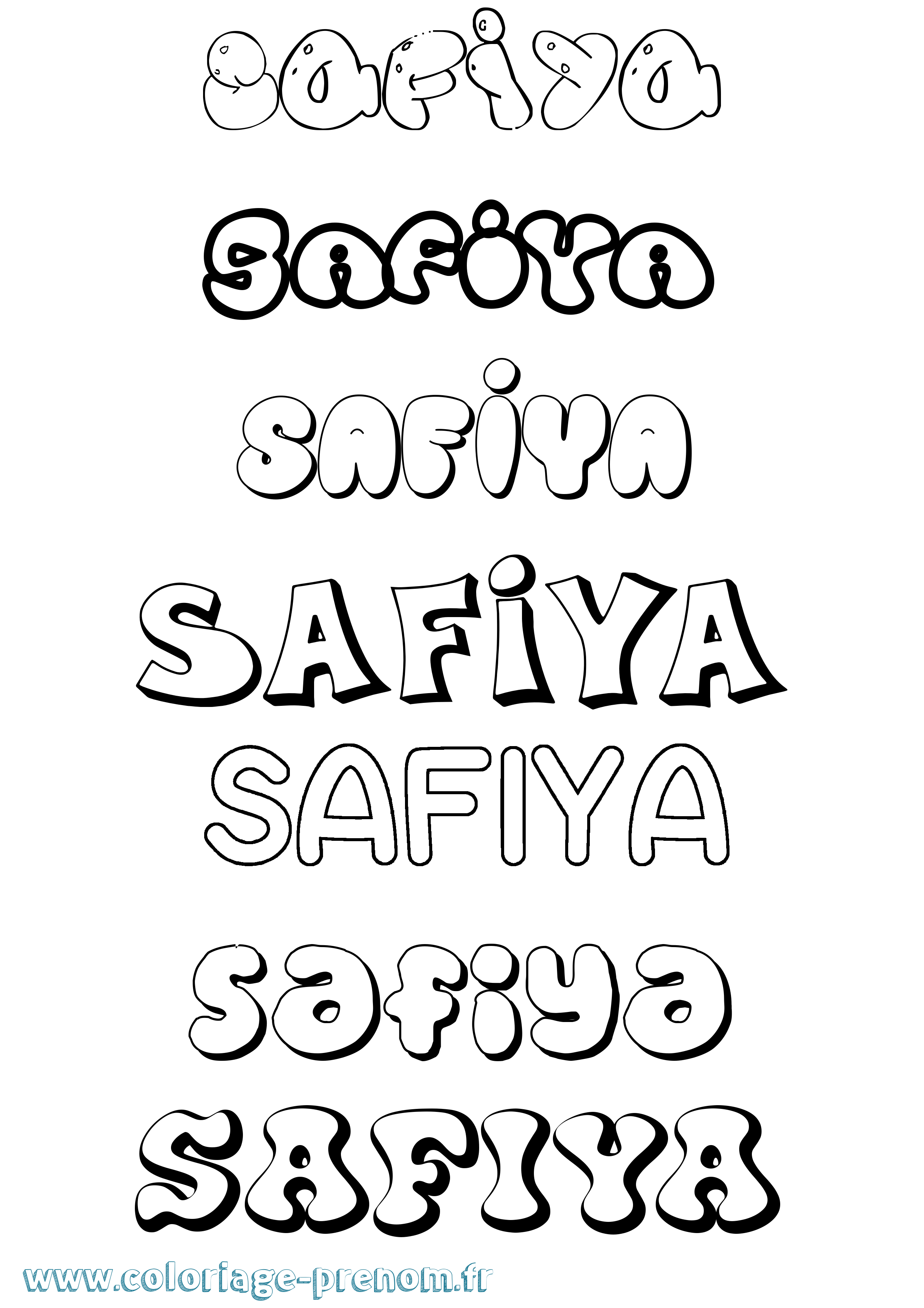 Coloriage Safiya Bubble Coloriage prénom Safiya Bubble