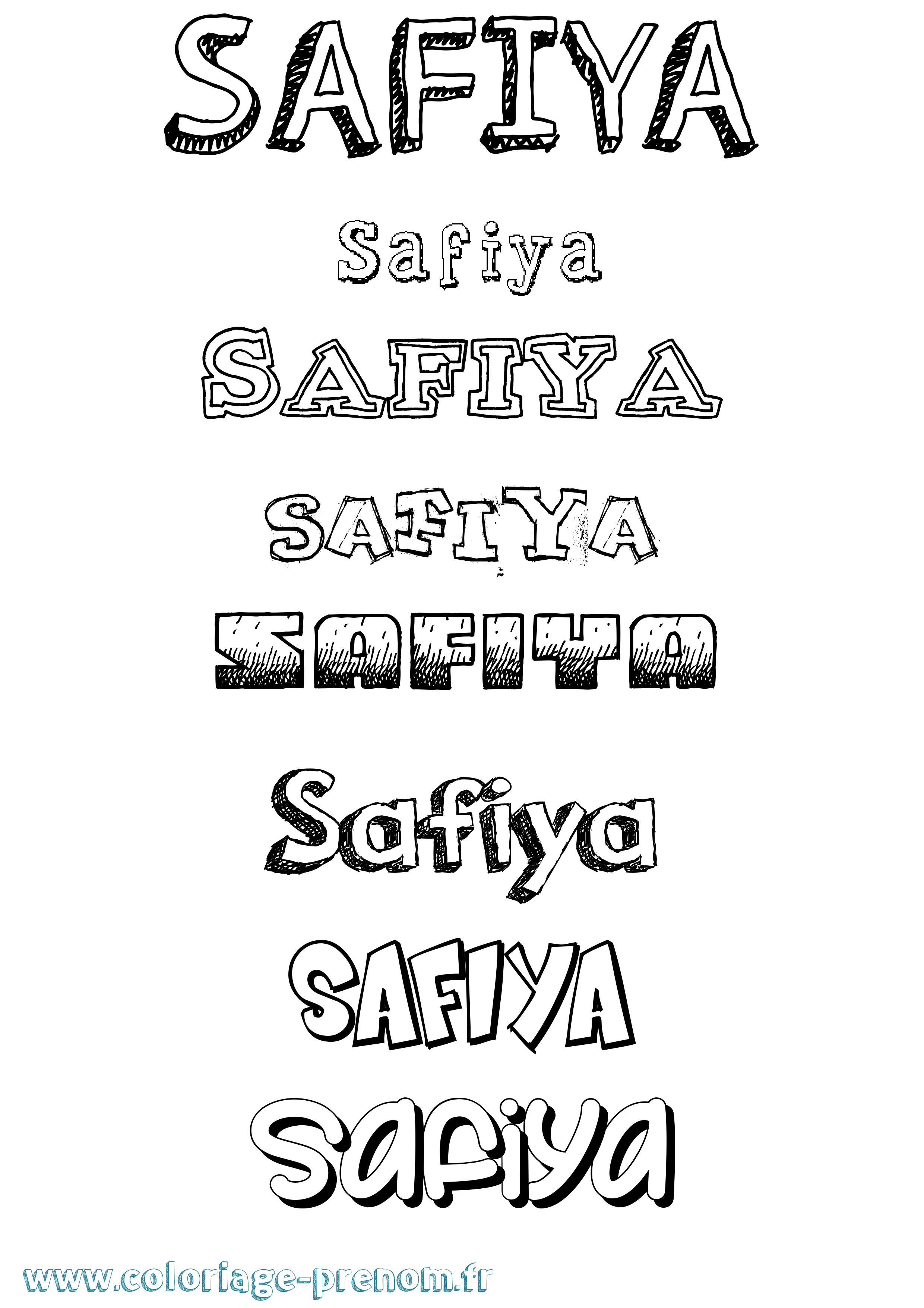 Coloriage prénom Safiya Dessiné