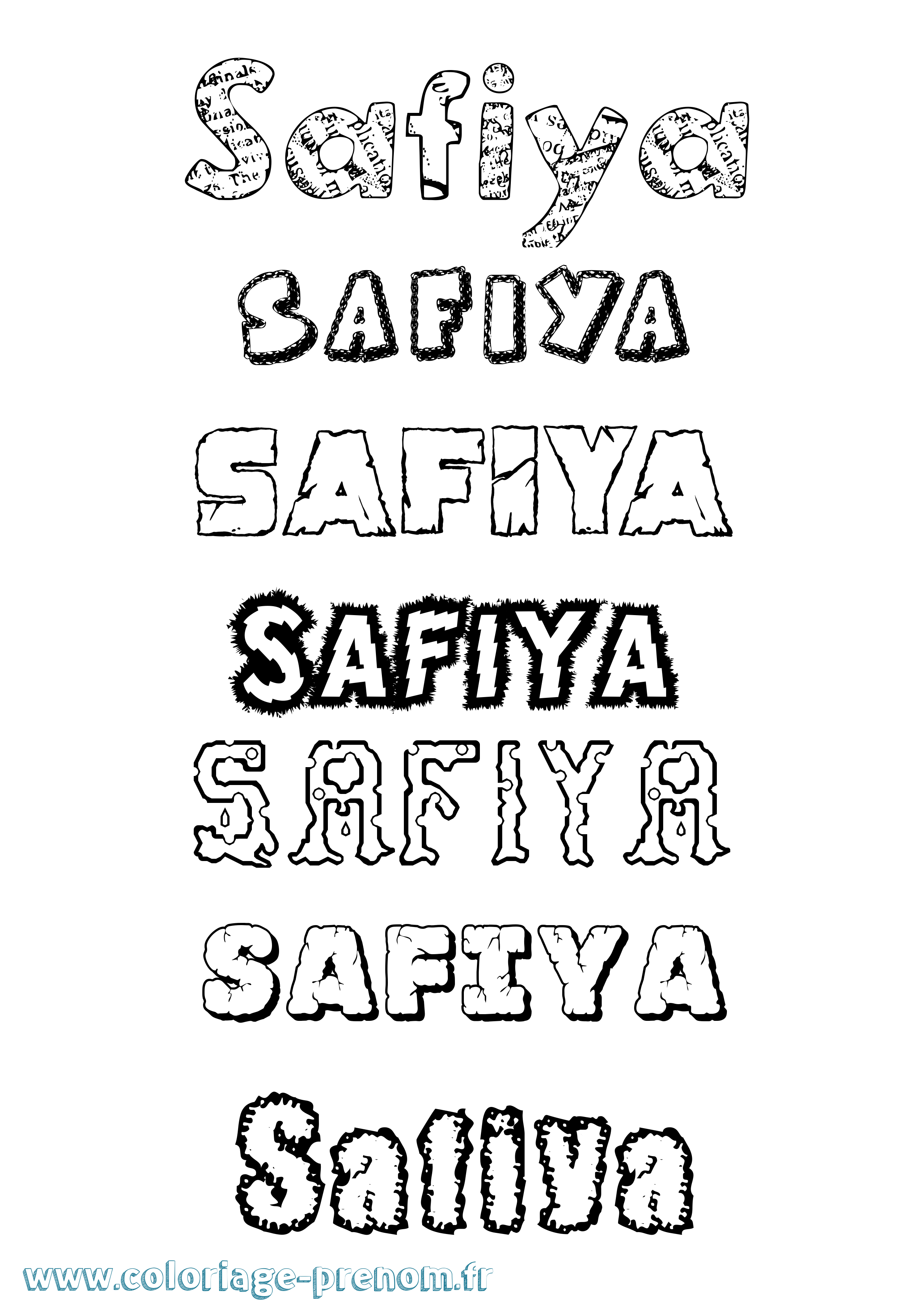 Coloriage Safiya Destructuré Coloriage prénom Safiya Destructuré
