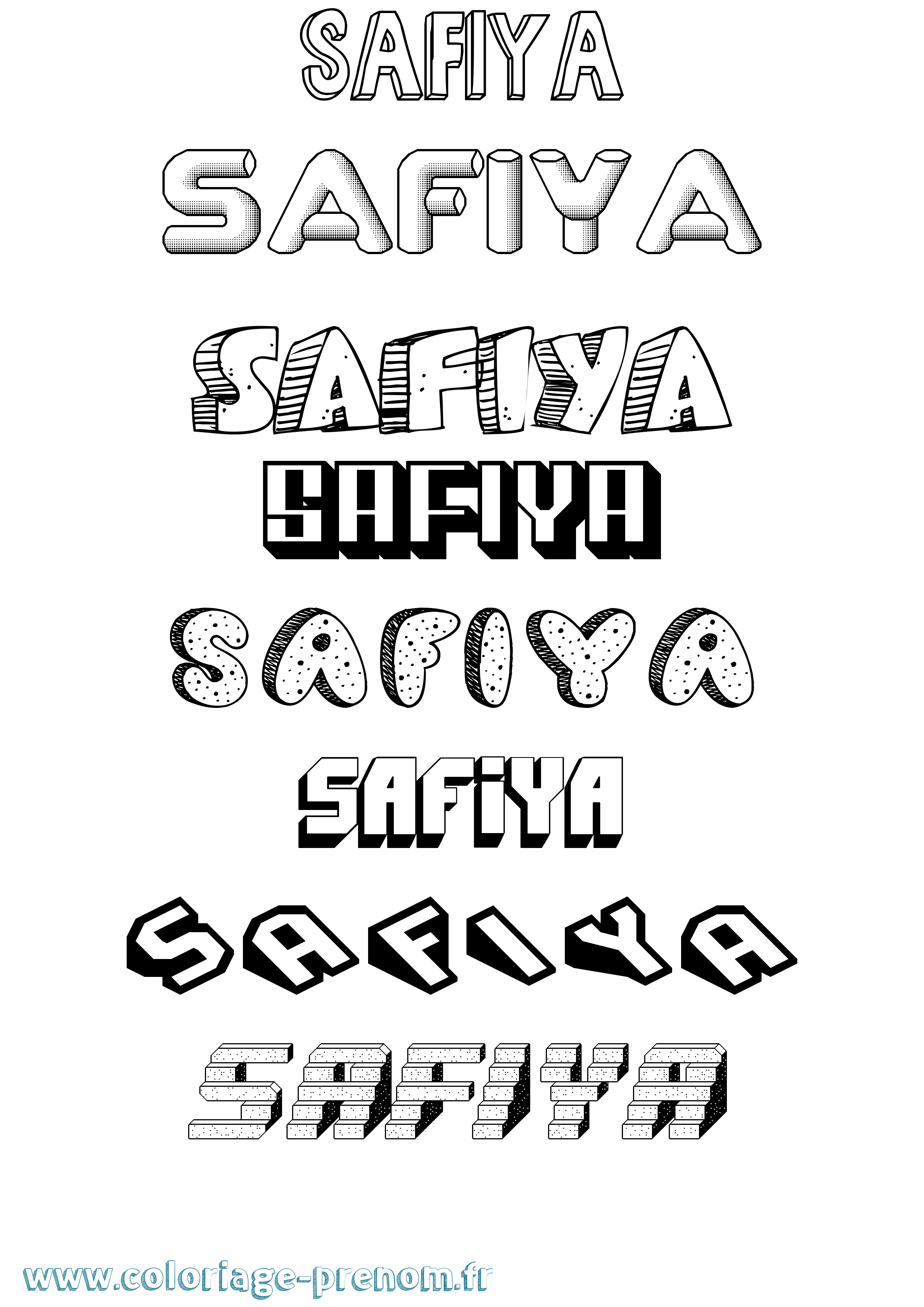 Coloriage Safiya Effet 3D Coloriage prénom Safiya Effet 3D