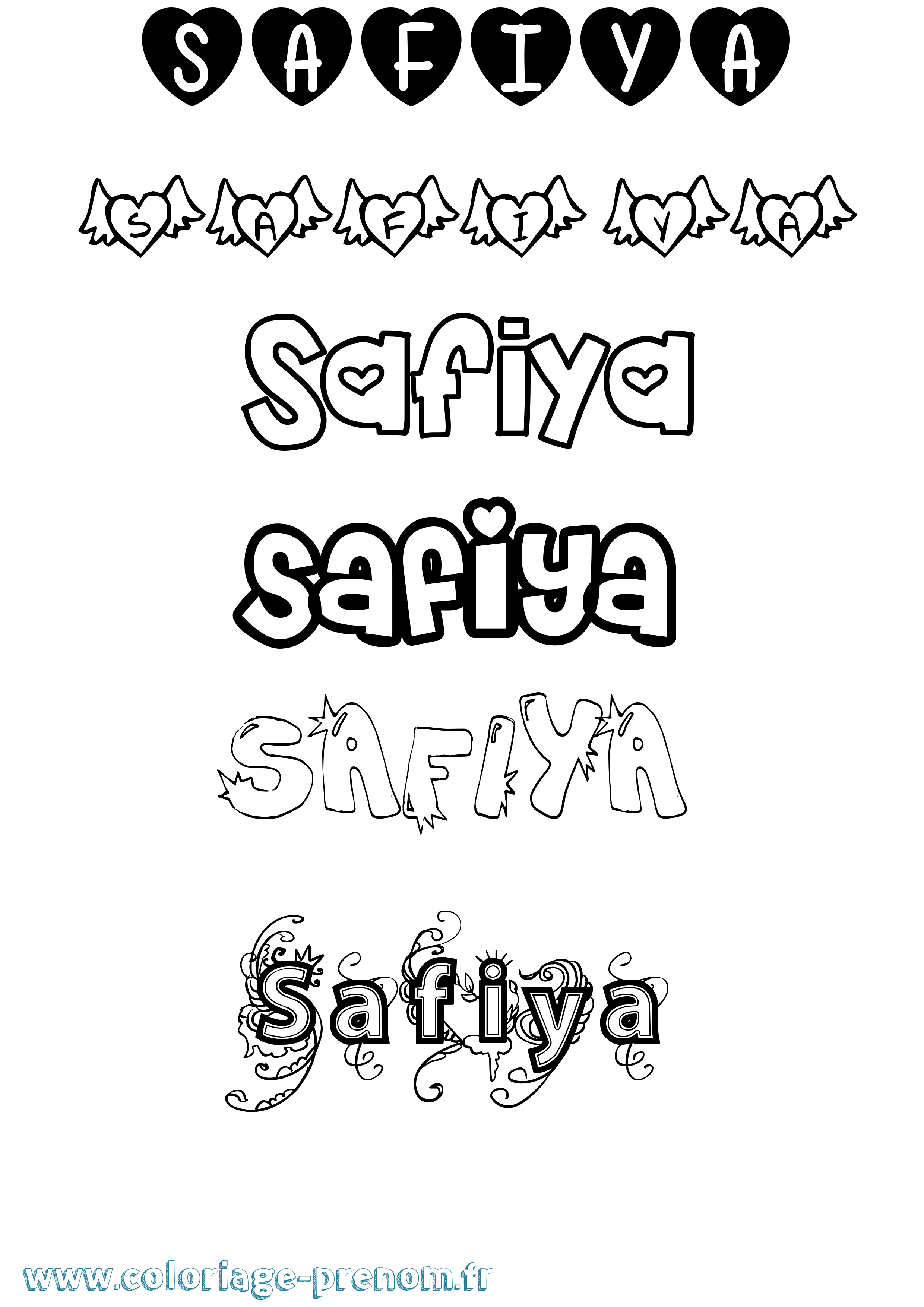 Coloriage prénom Safiya Girly