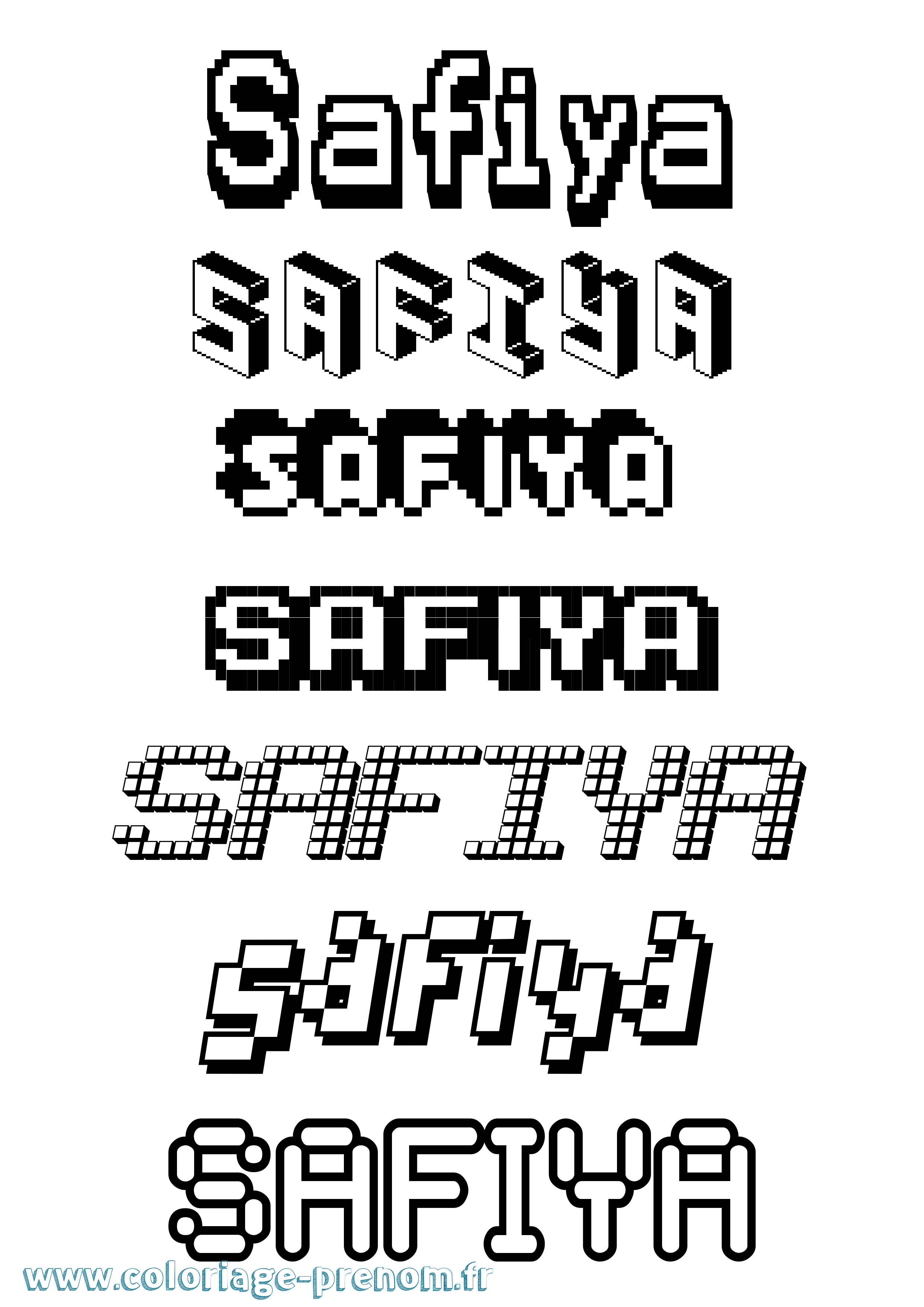 Coloriage prénom Safiya Pixel