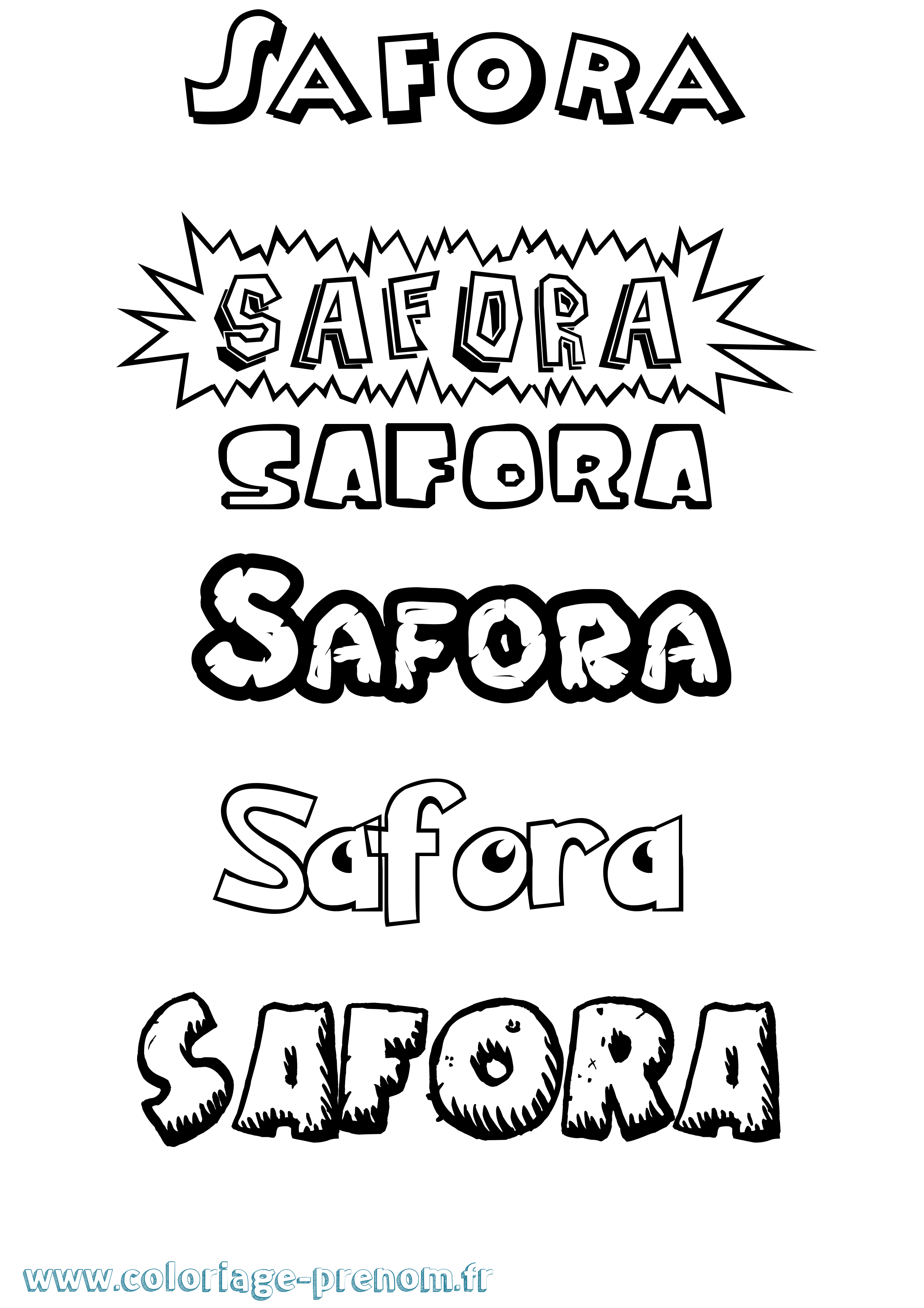 Coloriage Safora Dessin Animé Coloriage prénom Safora Dessin Animé
