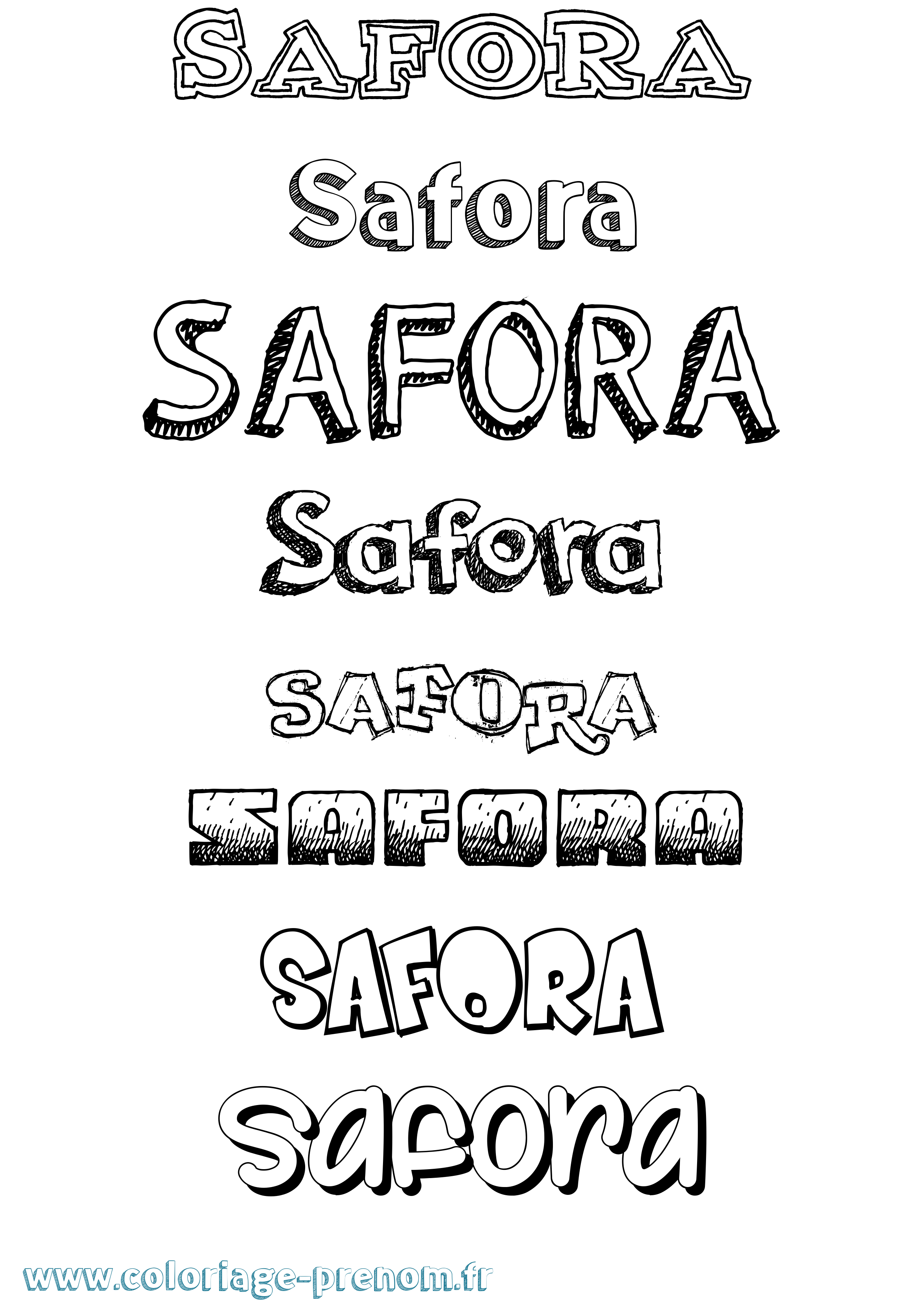 Coloriage Safora Dessiné Coloriage prénom Safora Dessiné