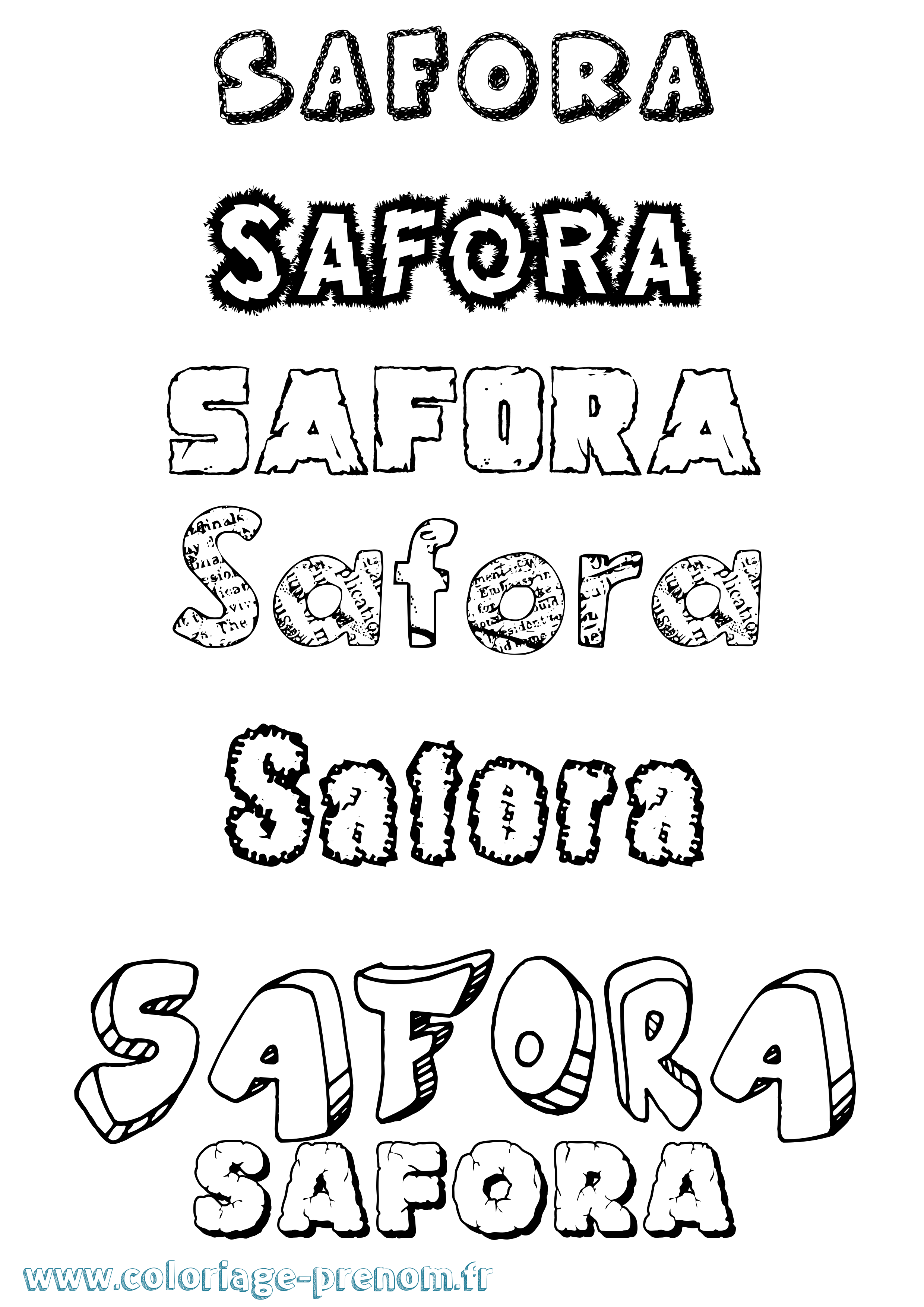 Coloriage Safora Destructuré Coloriage prénom Safora Destructuré
