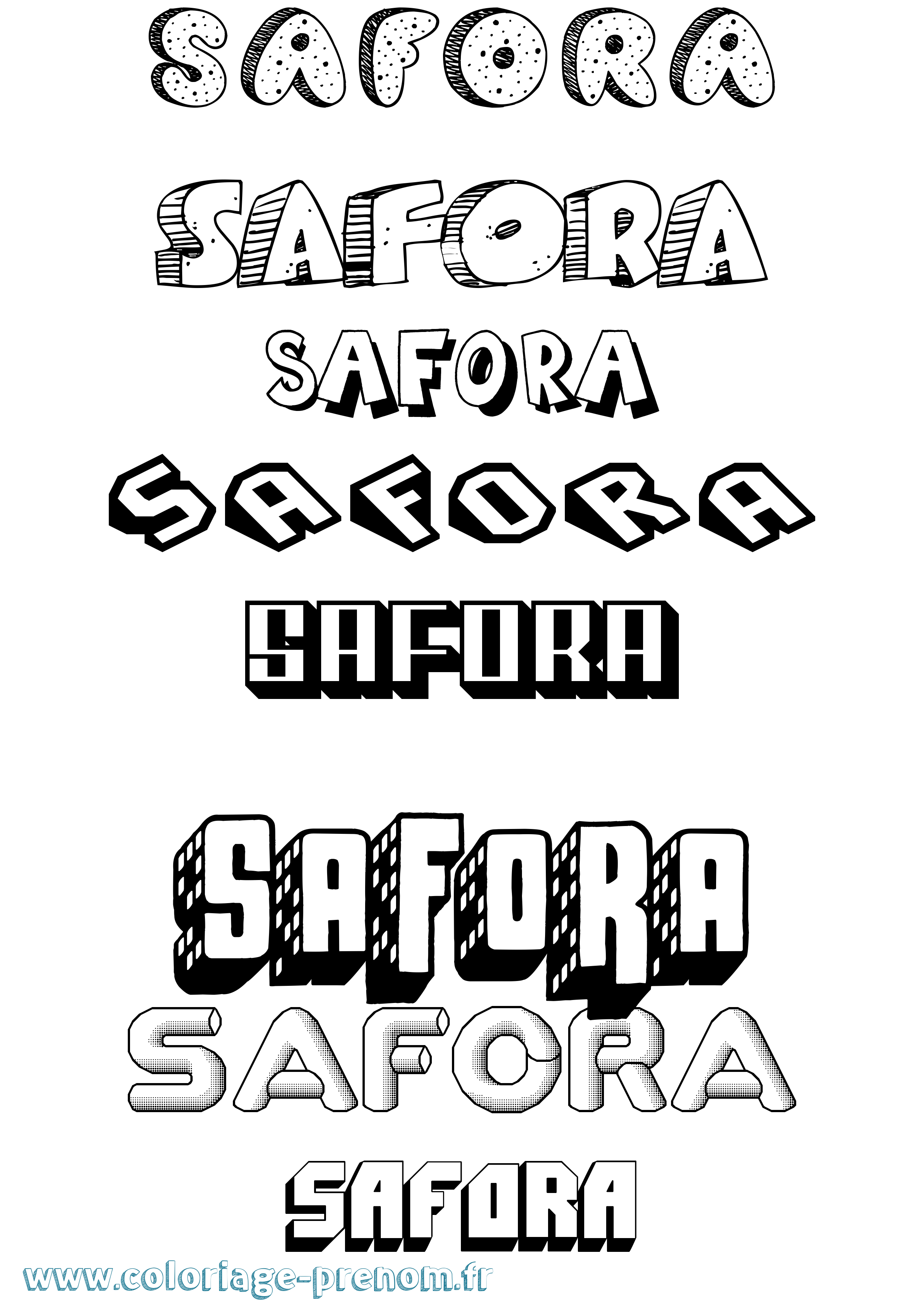 Coloriage Safora Effet 3D Coloriage prénom Safora Effet 3D