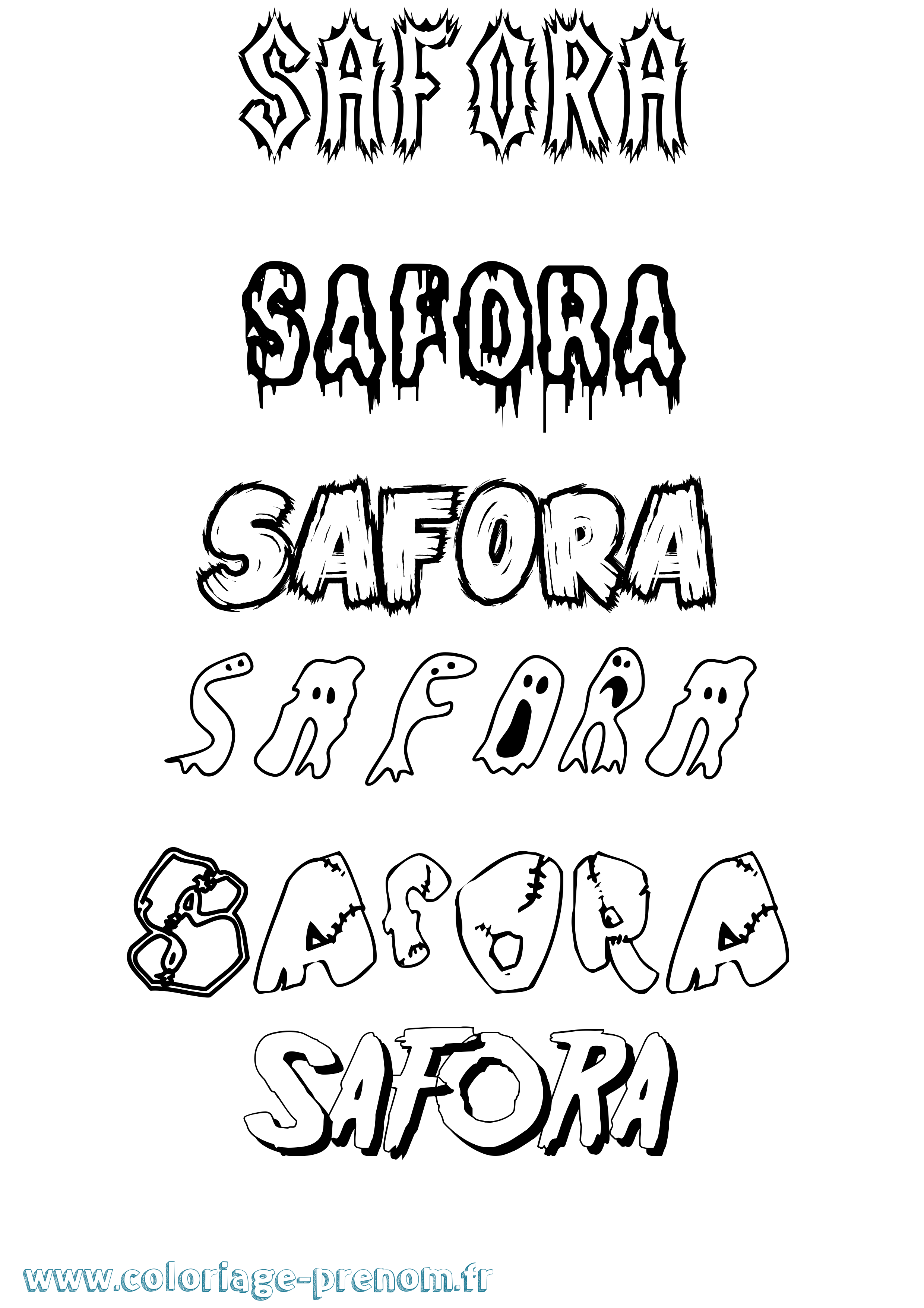 Coloriage Safora Frisson Coloriage prénom Safora Frisson