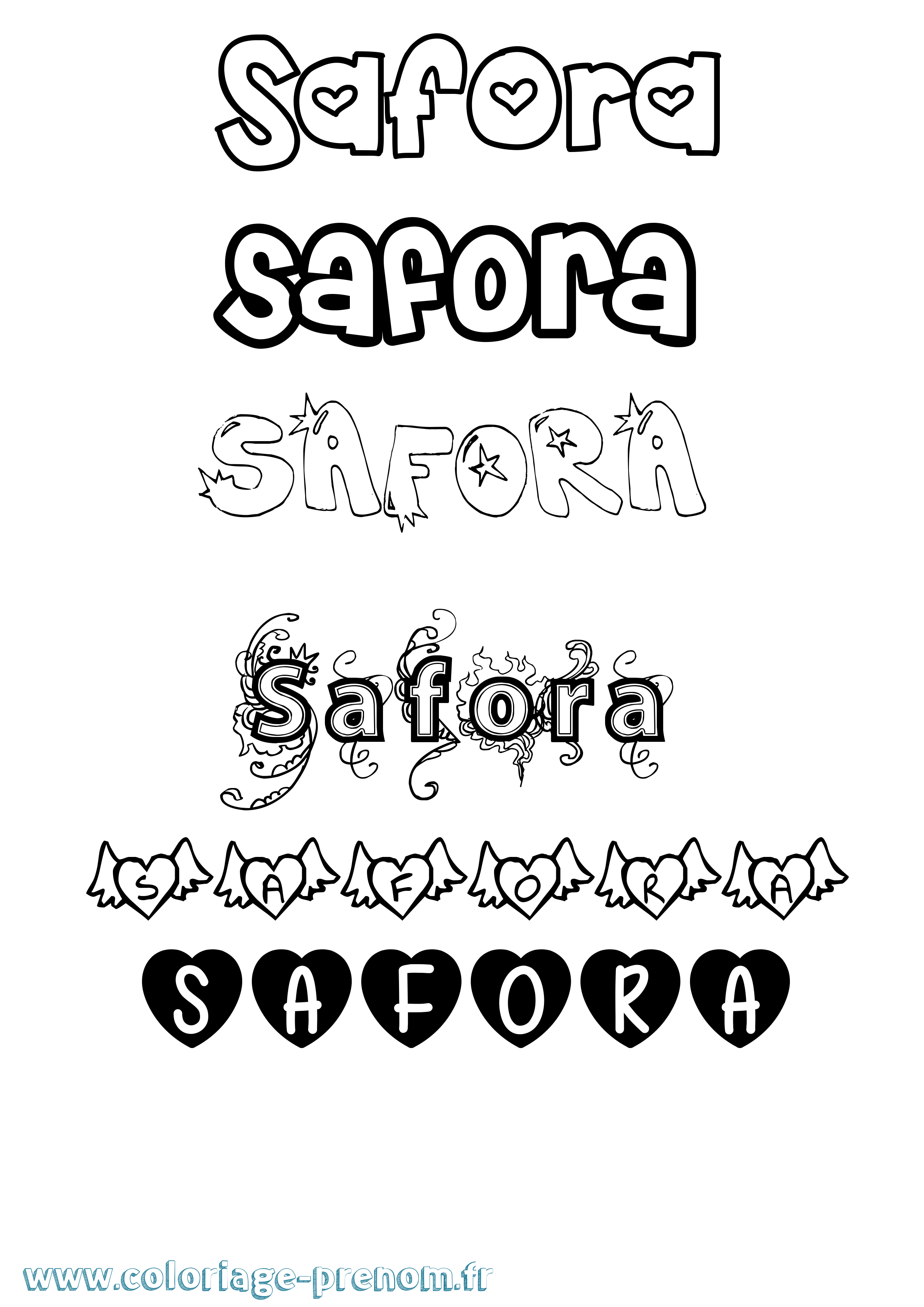 Coloriage Safora Girly Coloriage prénom Safora Girly