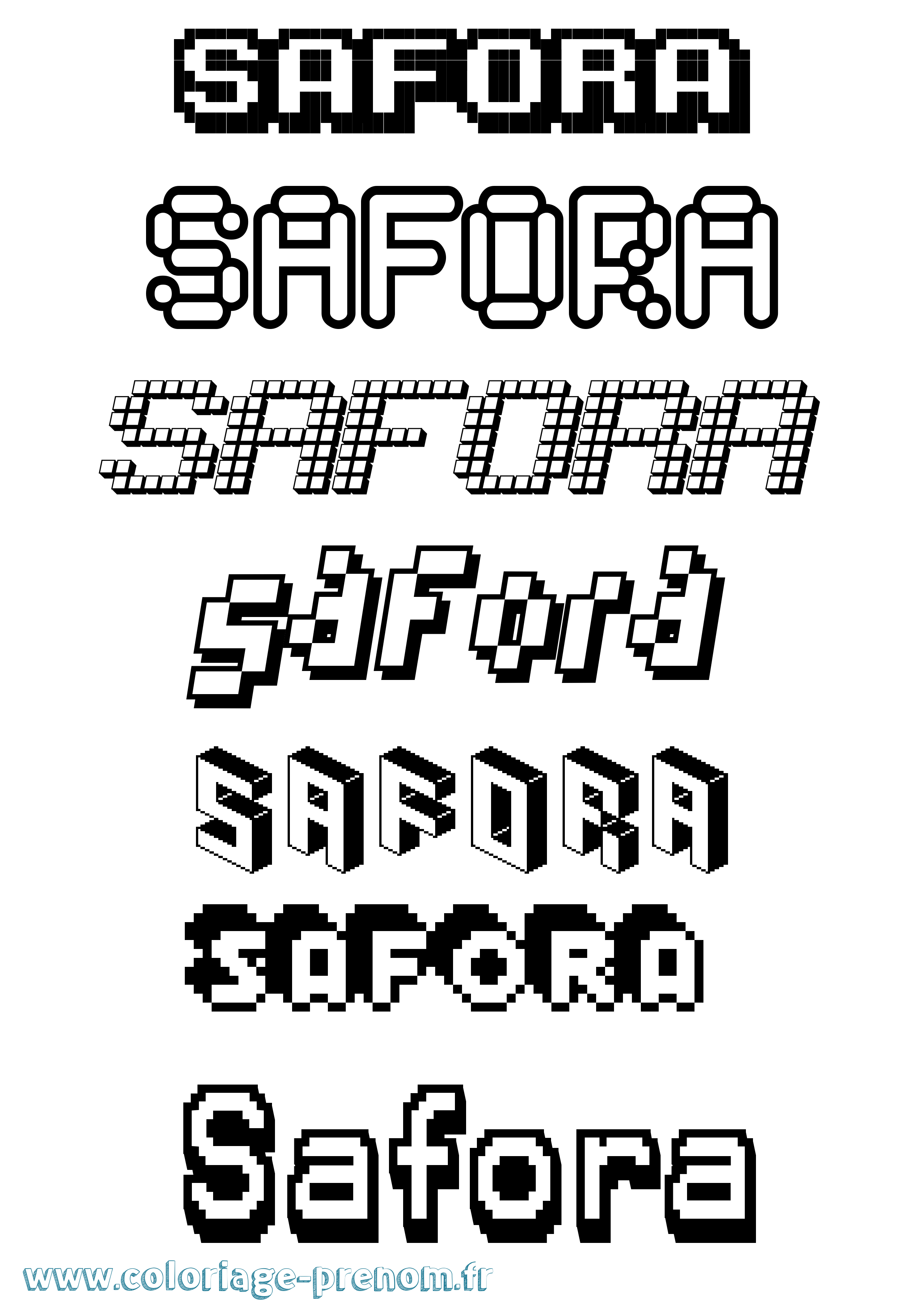 Coloriage Safora Pixel Coloriage prénom Safora Pixel