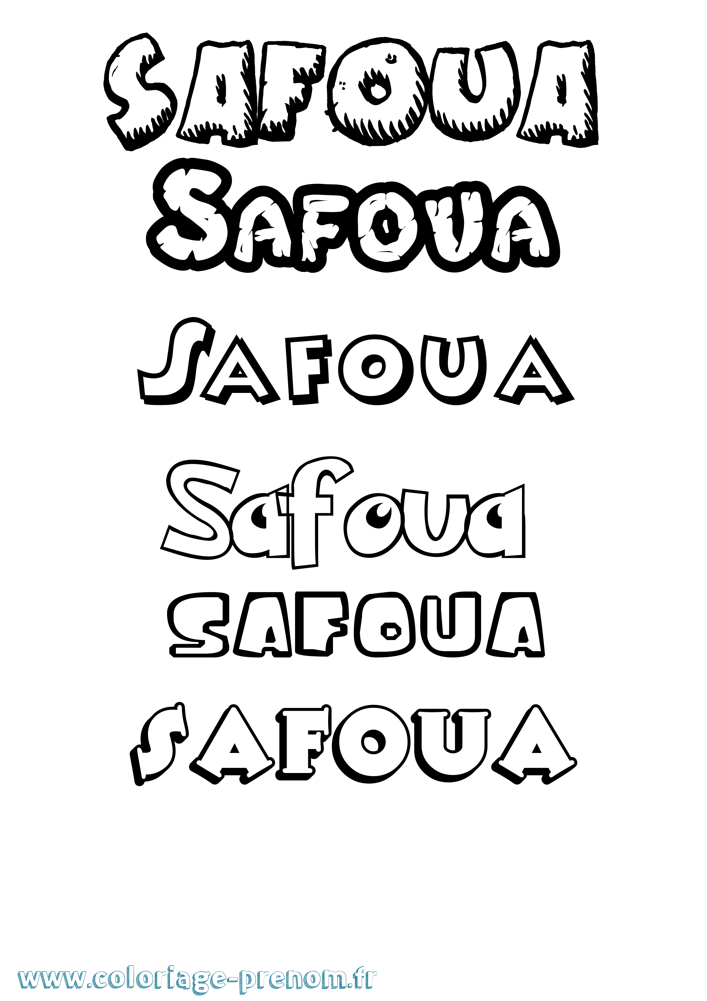 Coloriage Safoua Dessin Animé Coloriage prénom Safoua Dessin Animé