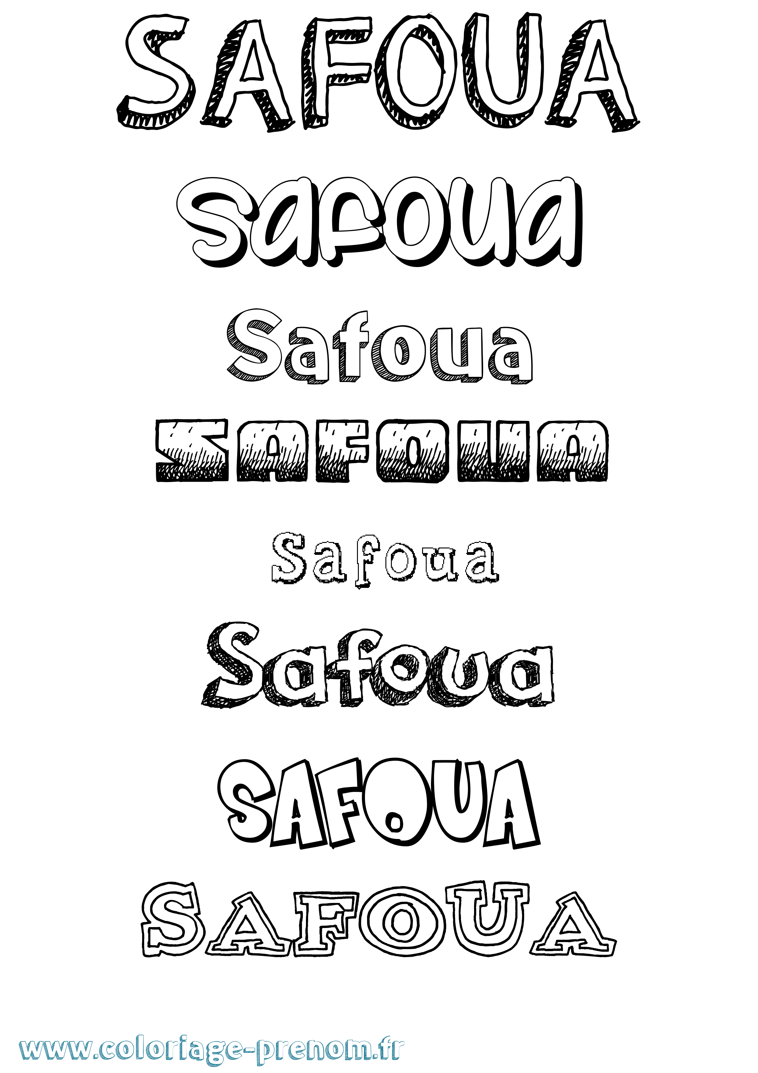 Coloriage prénom Safoua Dessiné