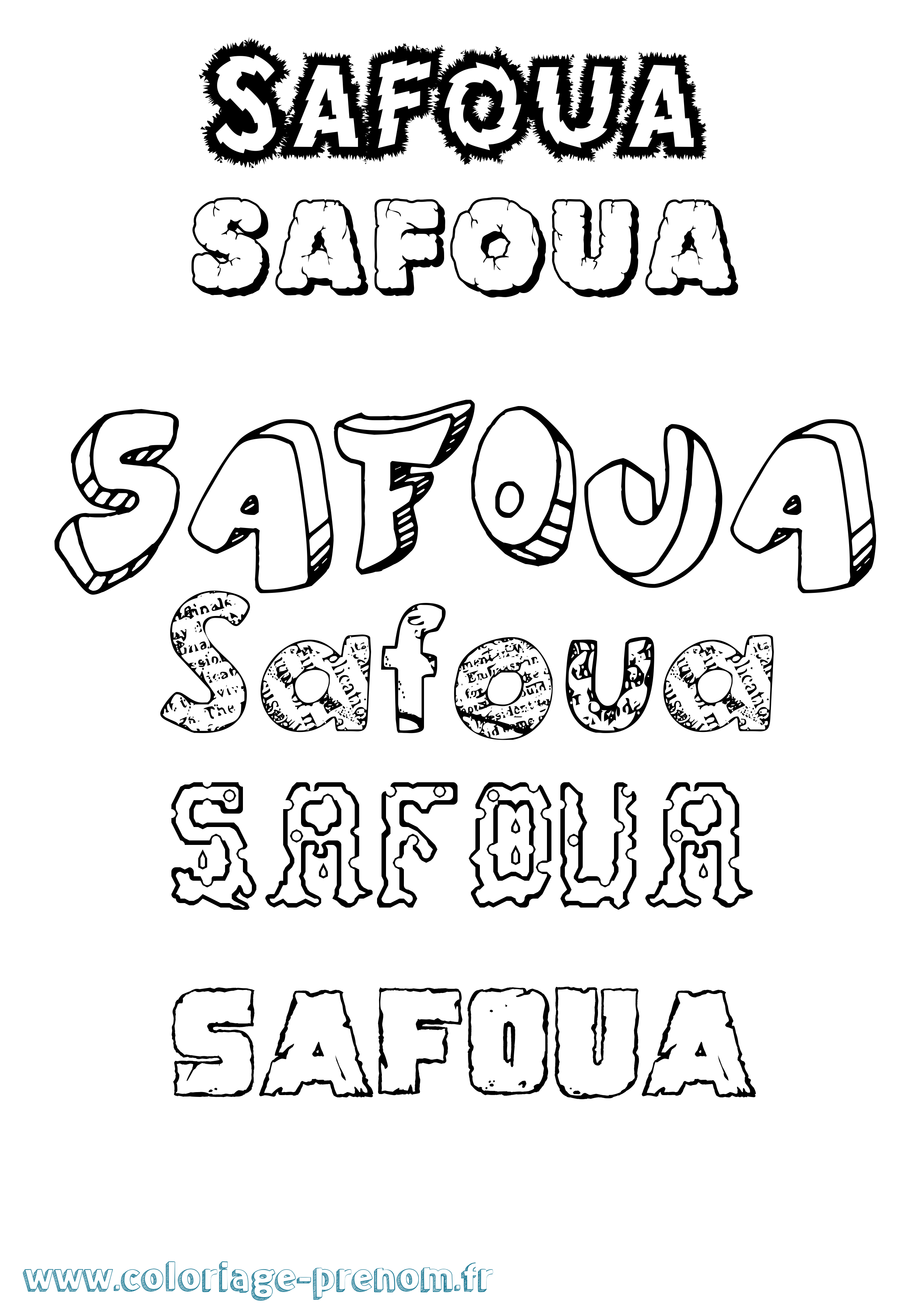 Coloriage Safoua Destructuré Coloriage prénom Safoua Destructuré