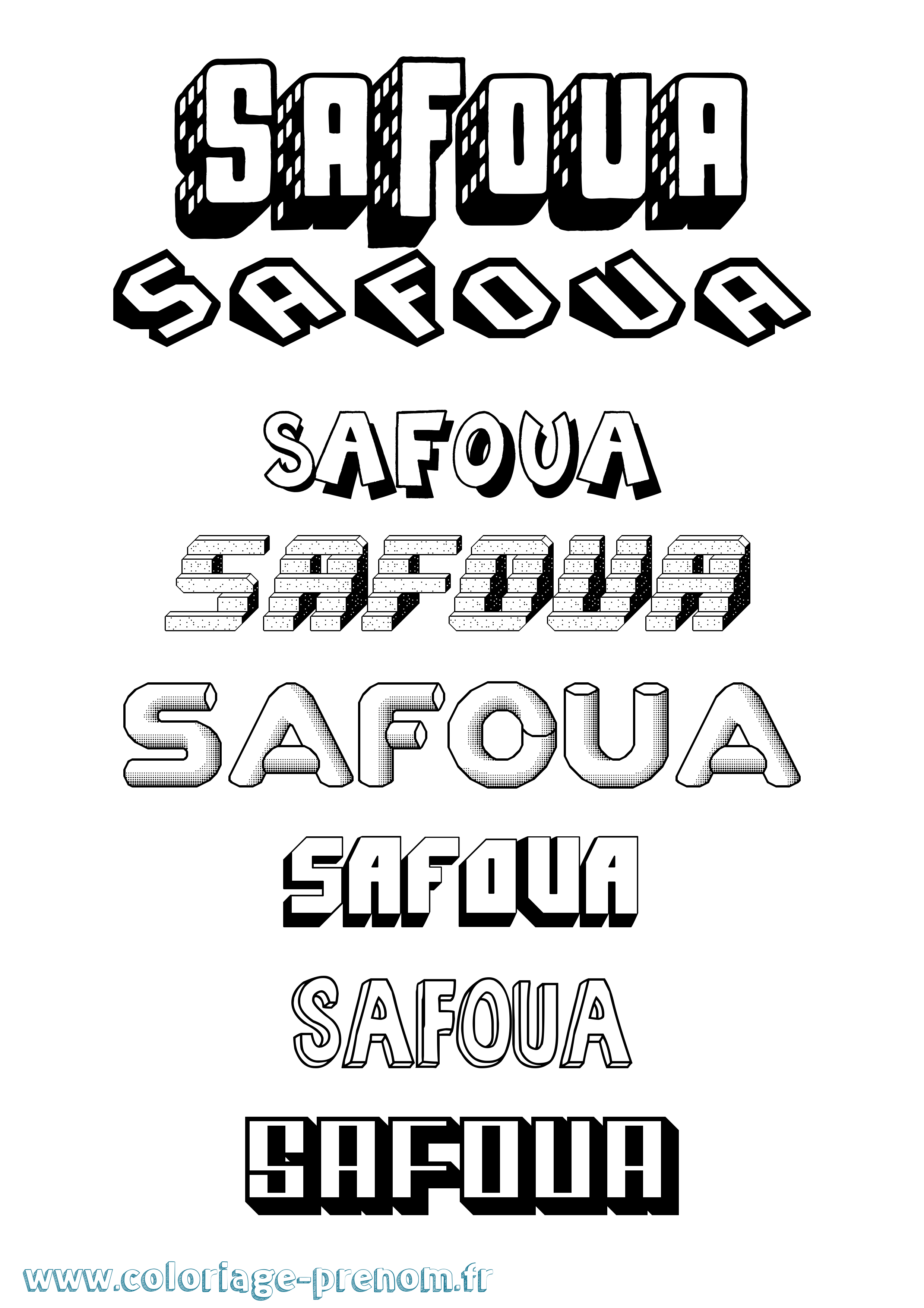 Coloriage Safoua Effet 3D Coloriage prénom Safoua Effet 3D