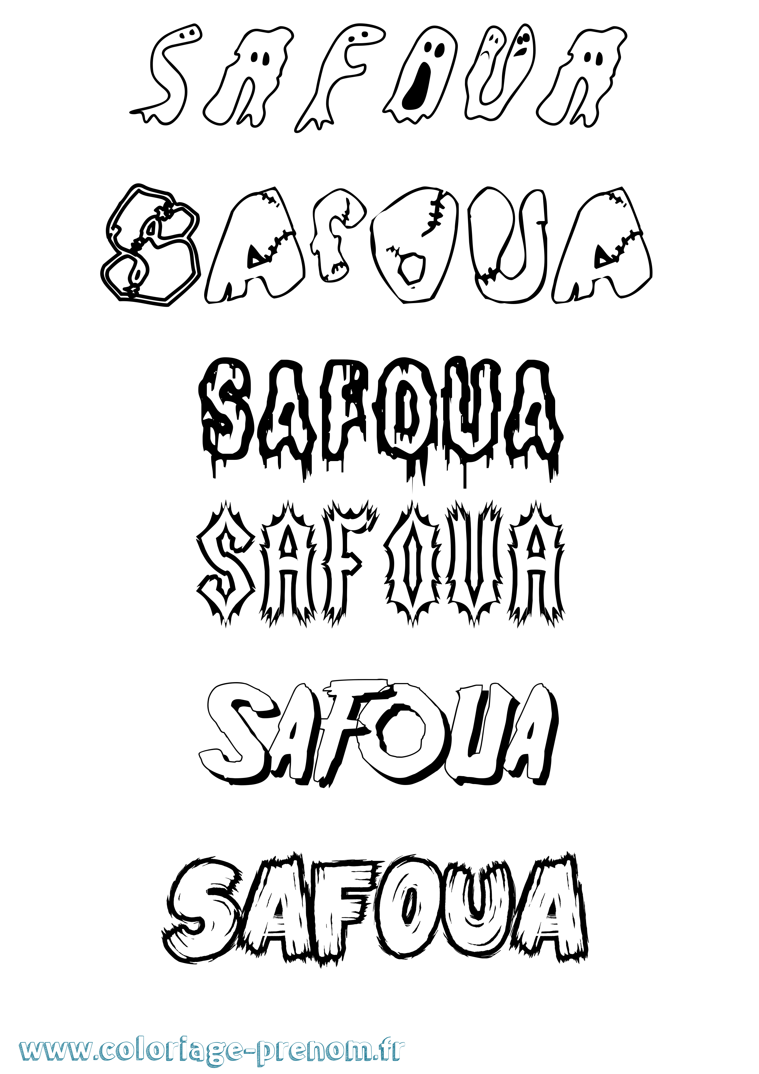Coloriage prénom Safoua Frisson
