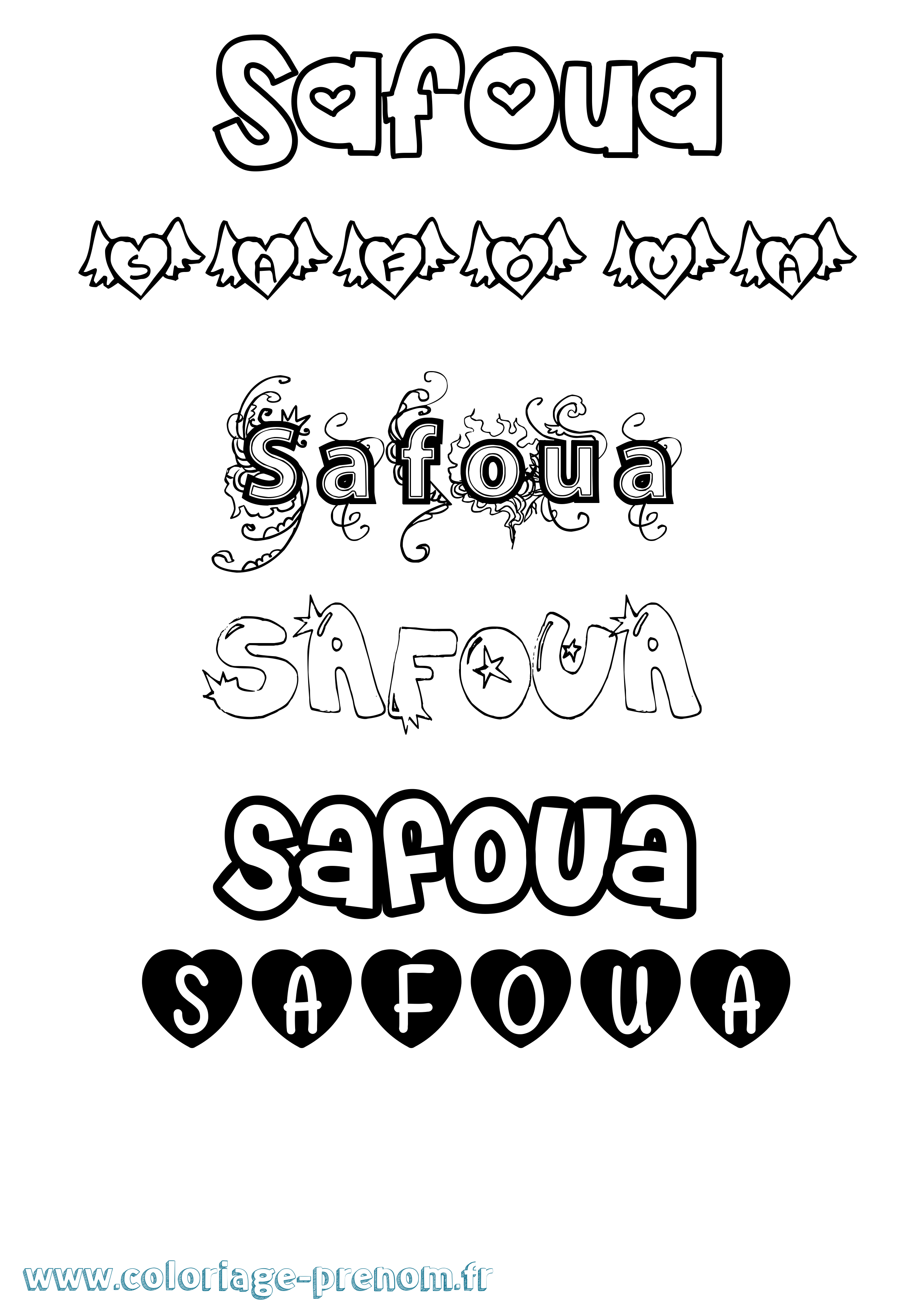 Coloriage Safoua Girly Coloriage prénom Safoua Girly