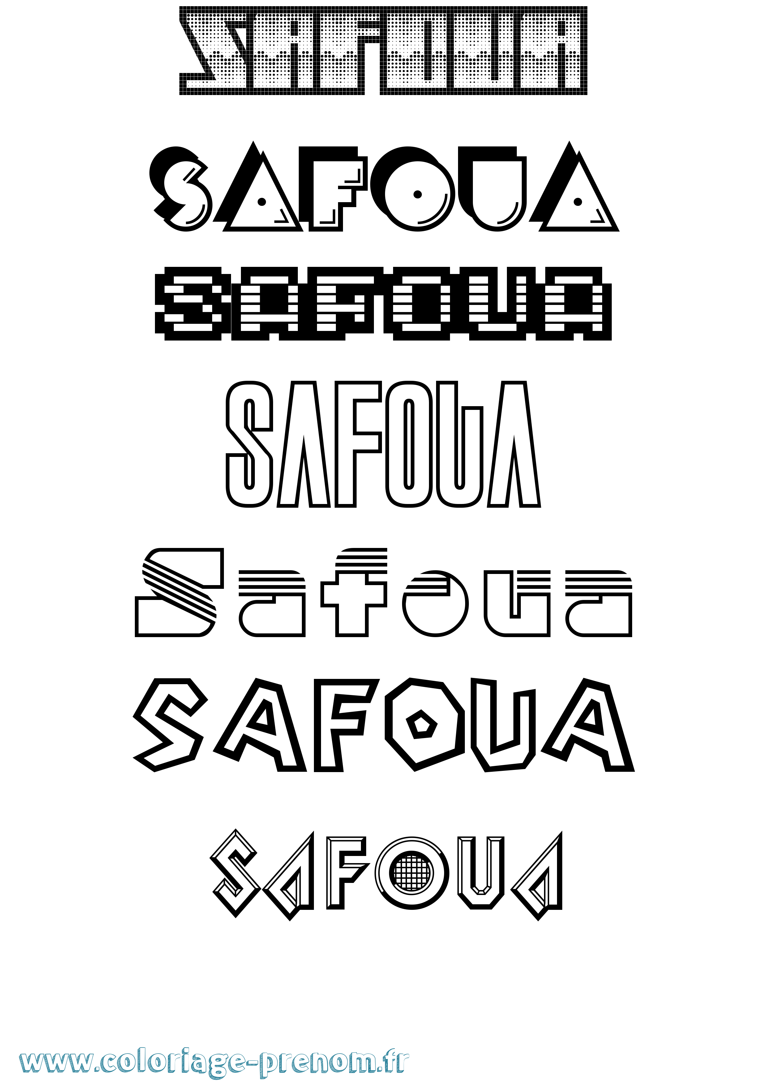 Coloriage prénom Safoua Jeux Vidéos