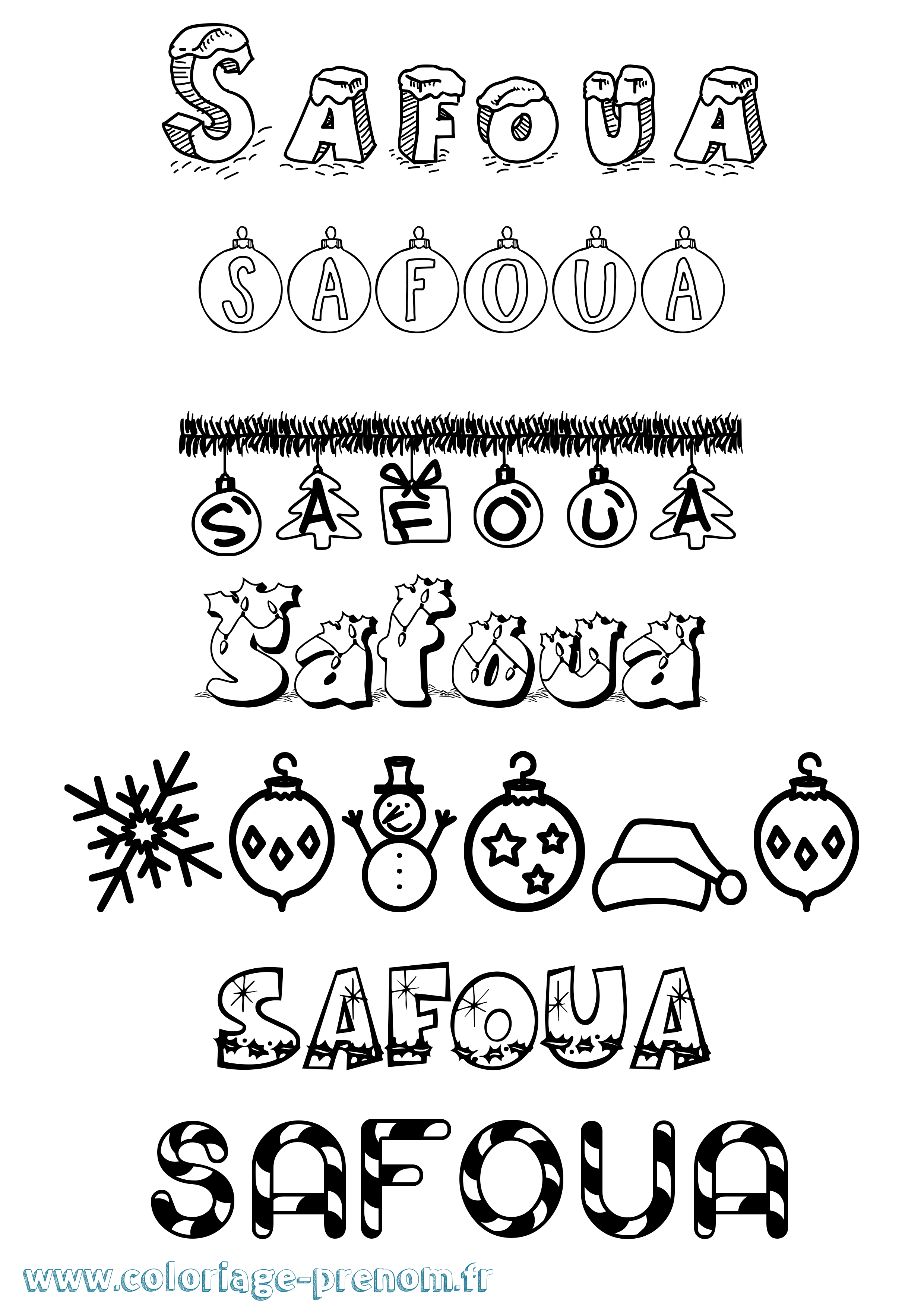 Coloriage Safoua Noël Coloriage prénom Safoua Noël
