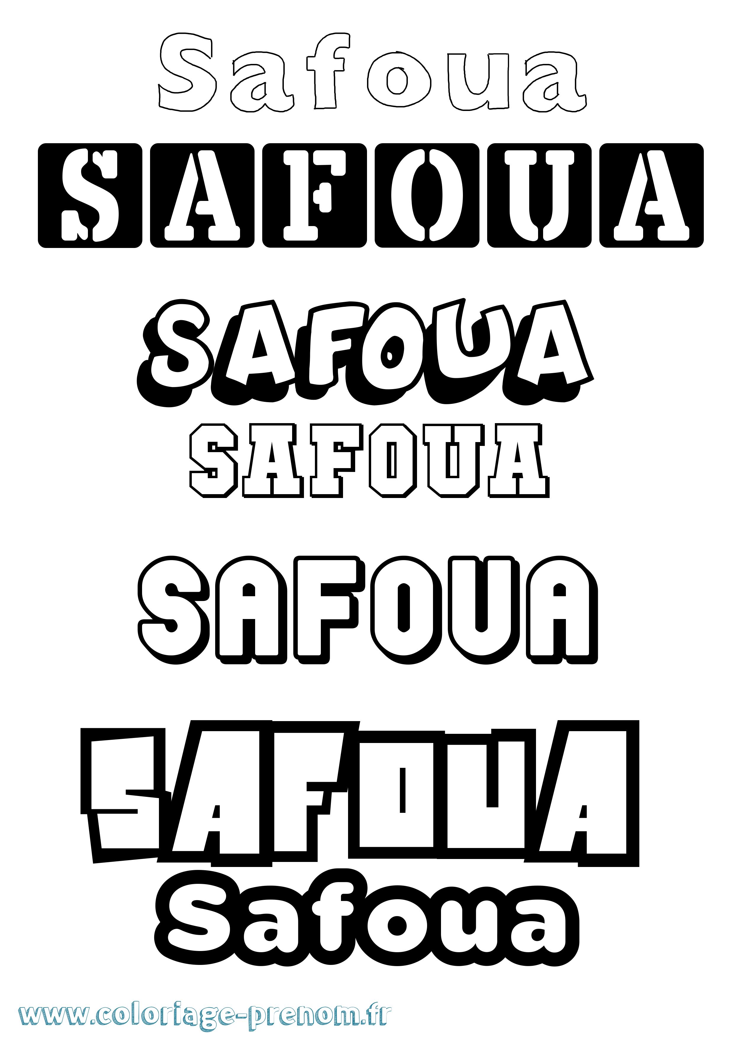 Coloriage prénom Safoua Simple