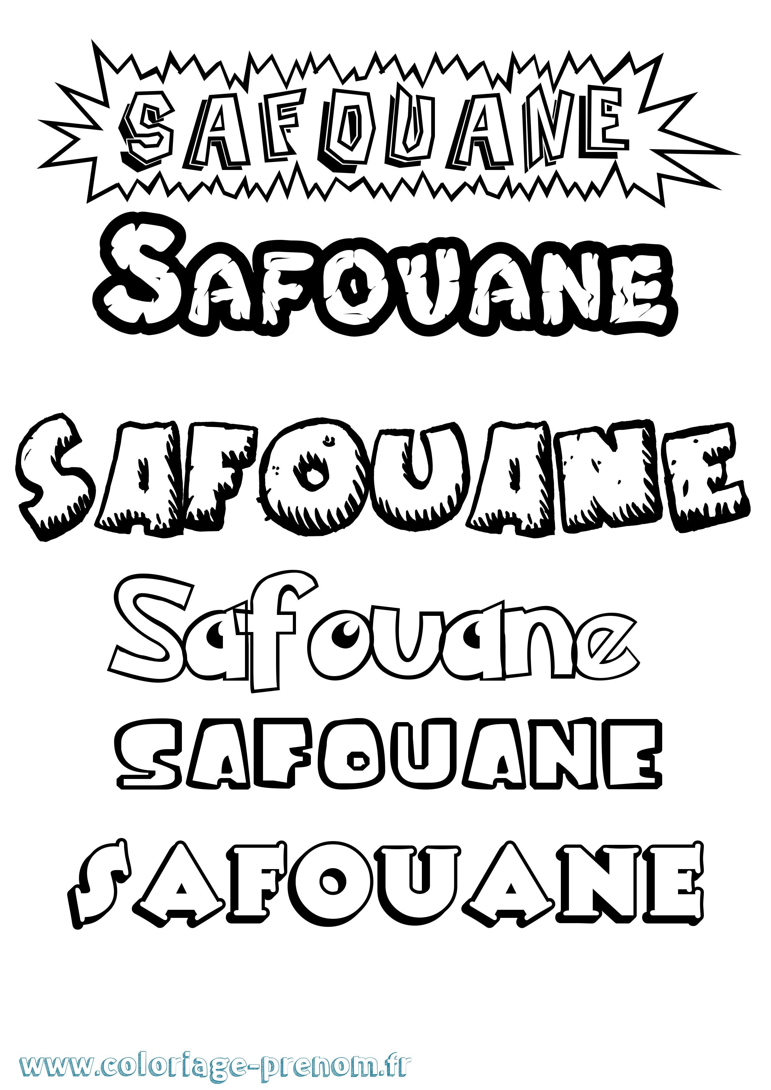 Coloriage prénom Safouane Dessin Animé