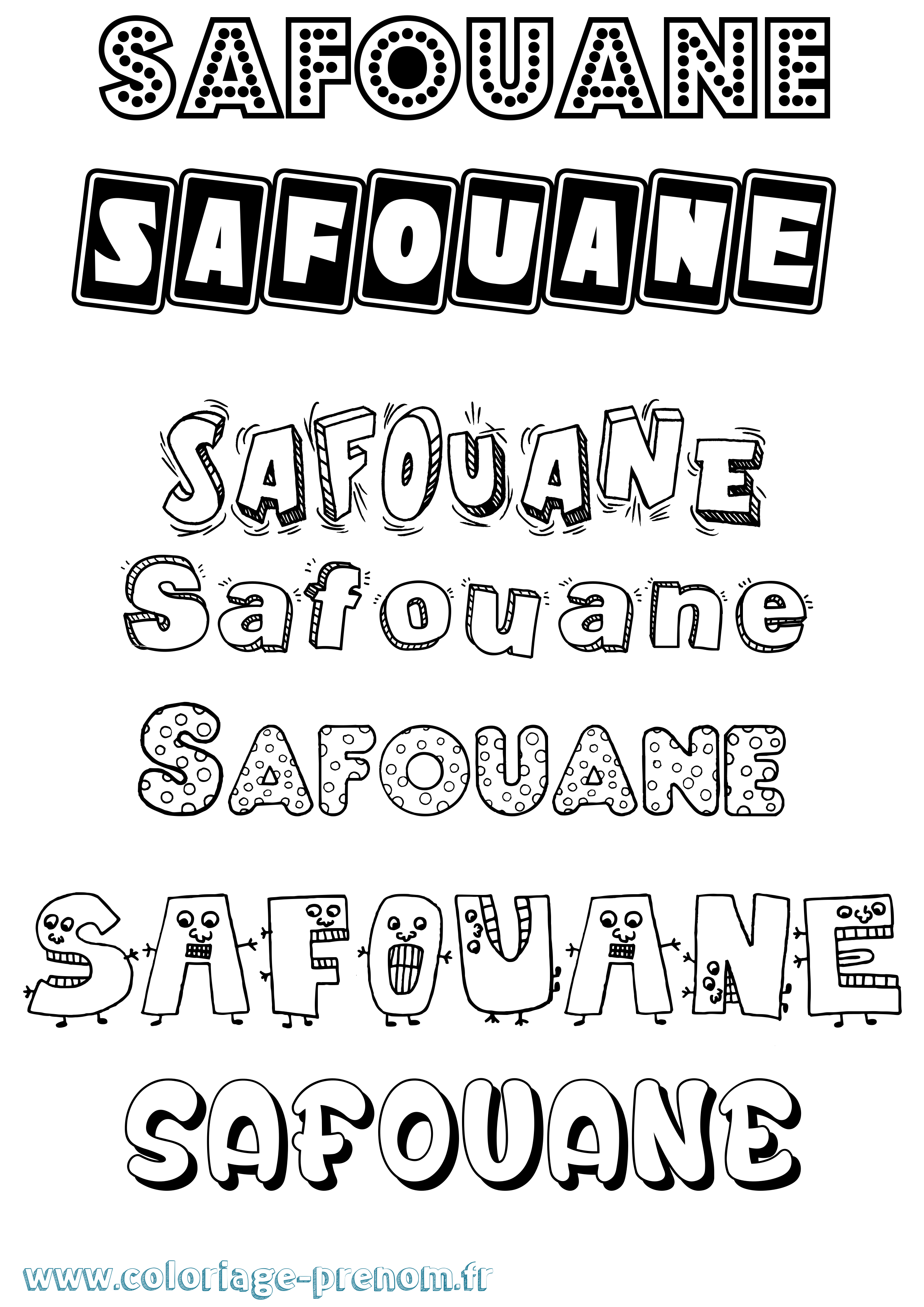 Coloriage prénom Safouane Fun