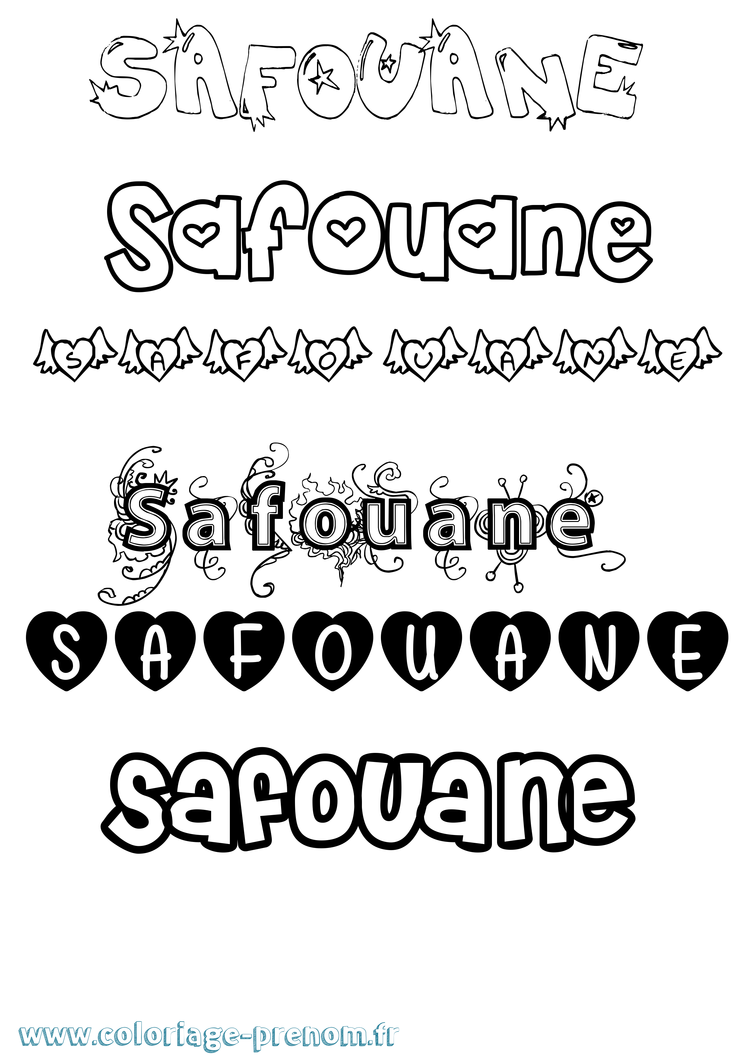 Coloriage prénom Safouane Girly
