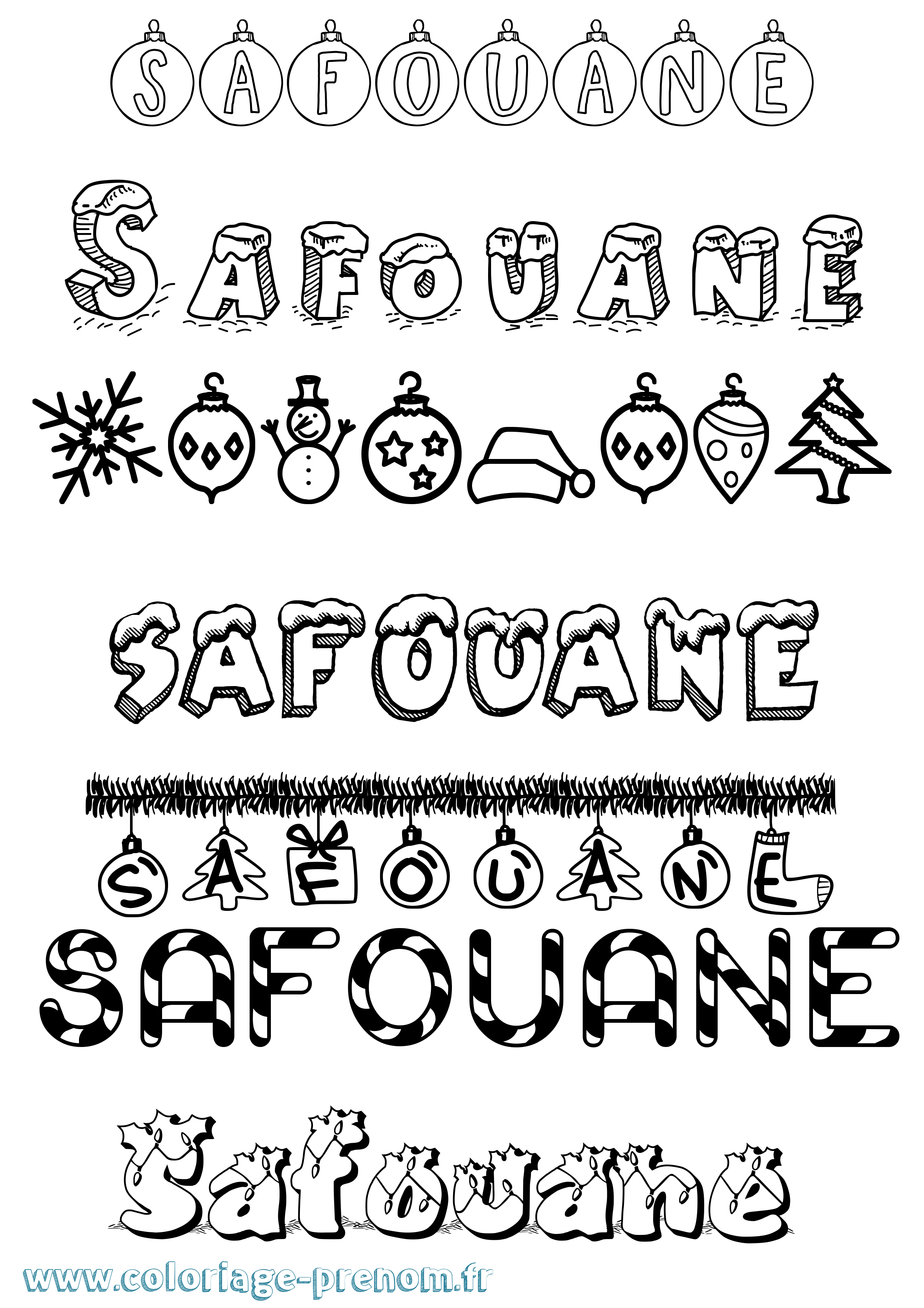 Coloriage prénom Safouane Noël