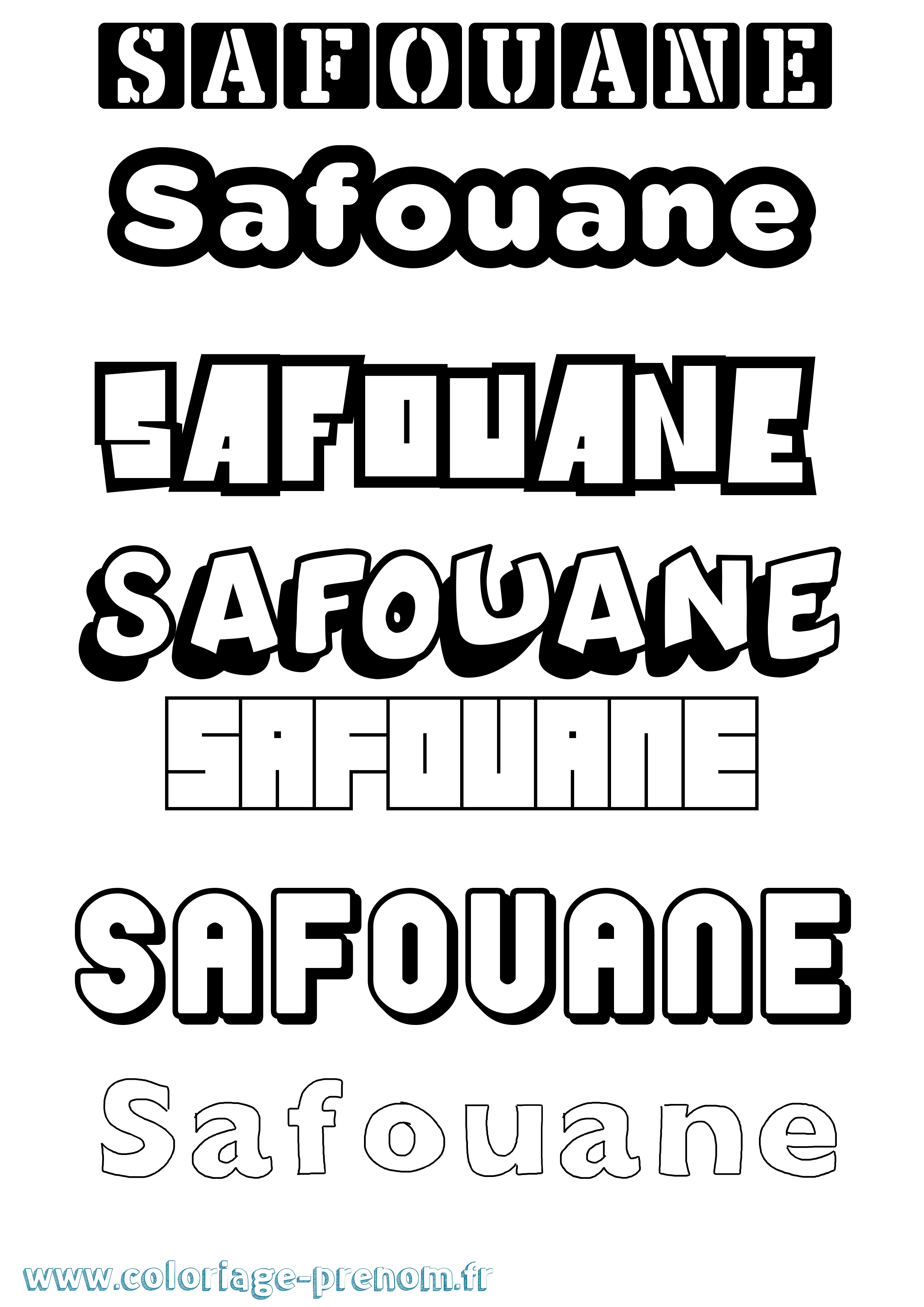 Coloriage prénom Safouane Simple