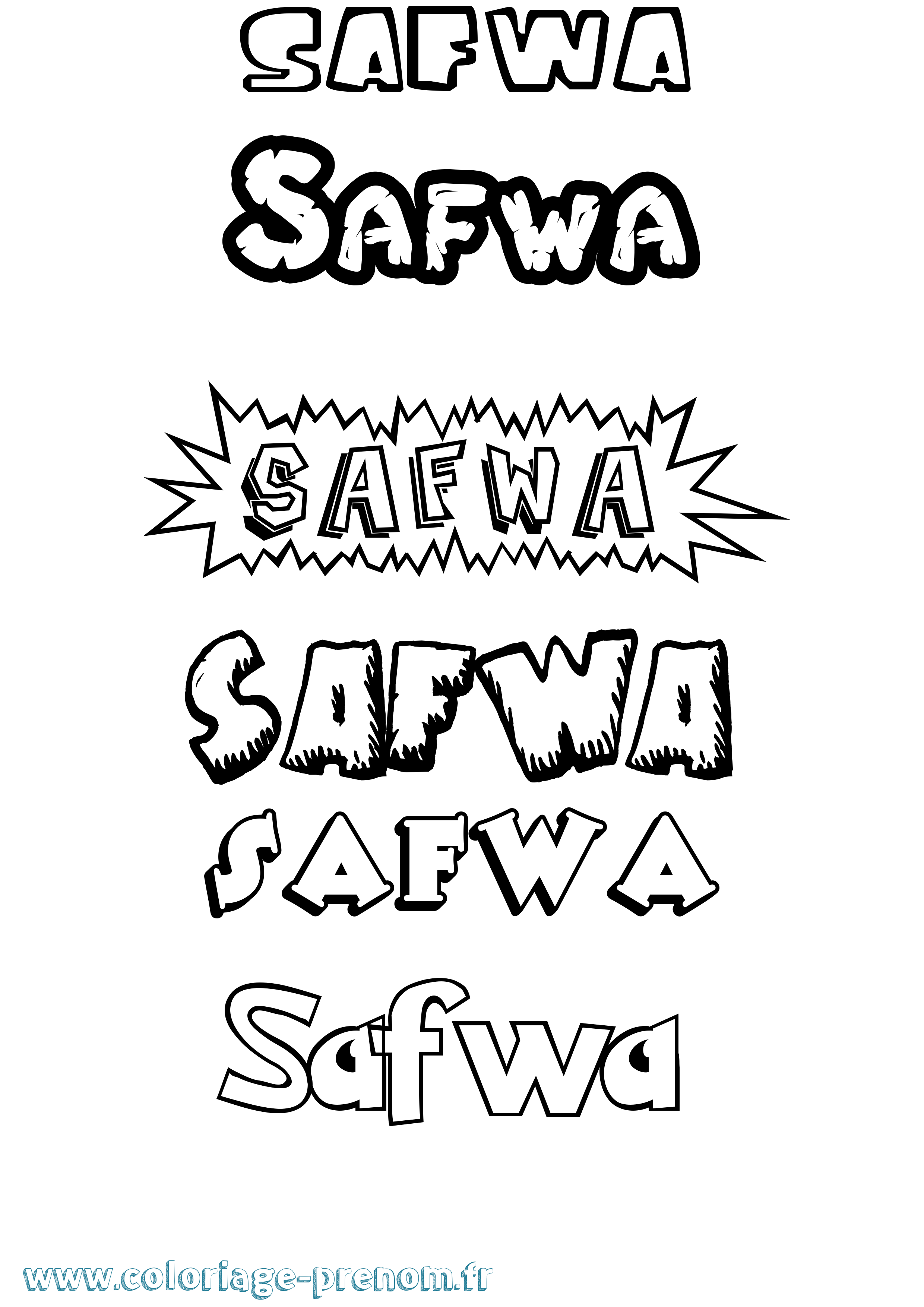 Coloriage prénom Safwa Dessin Animé