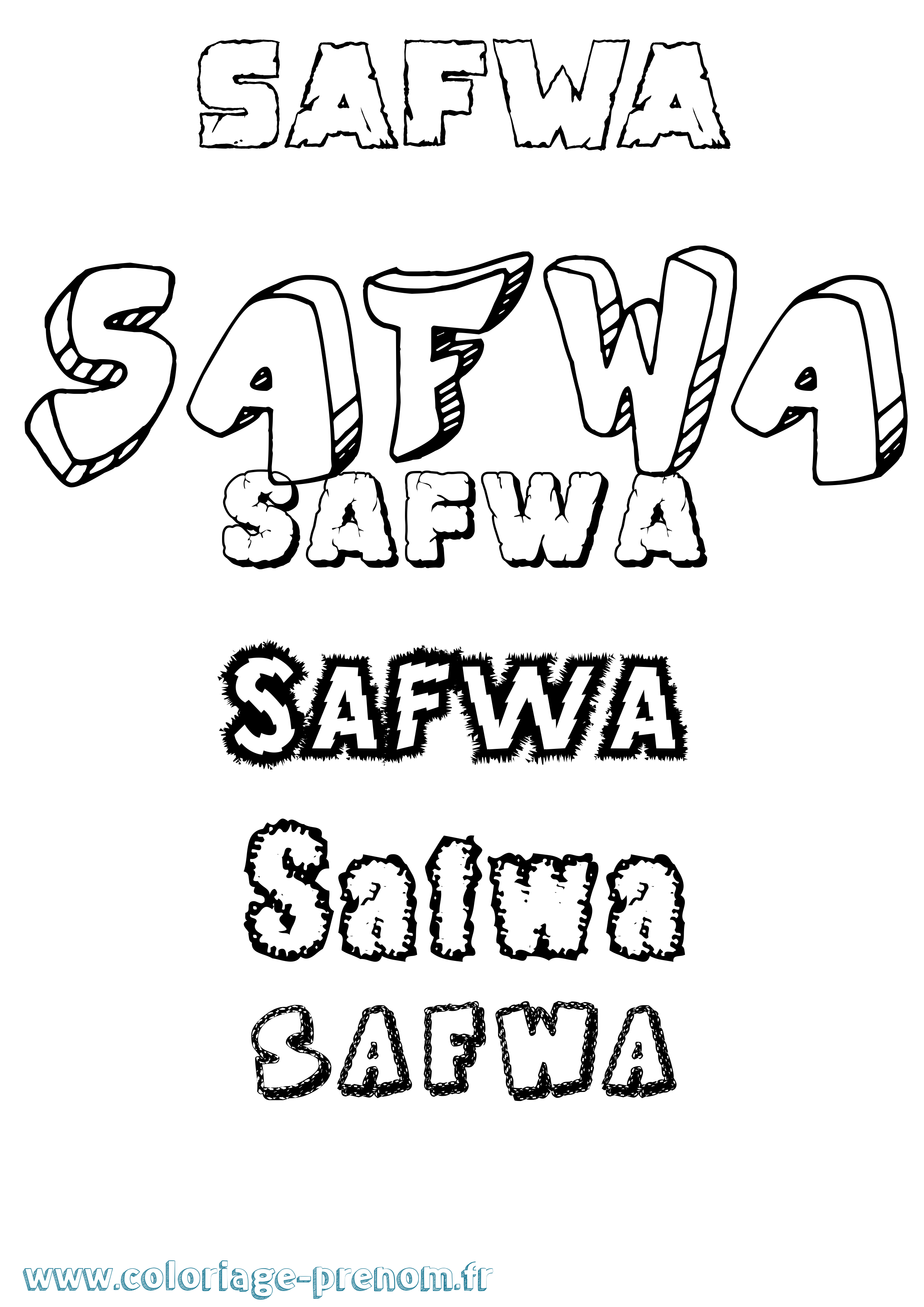 Coloriage prénom Safwa Destructuré