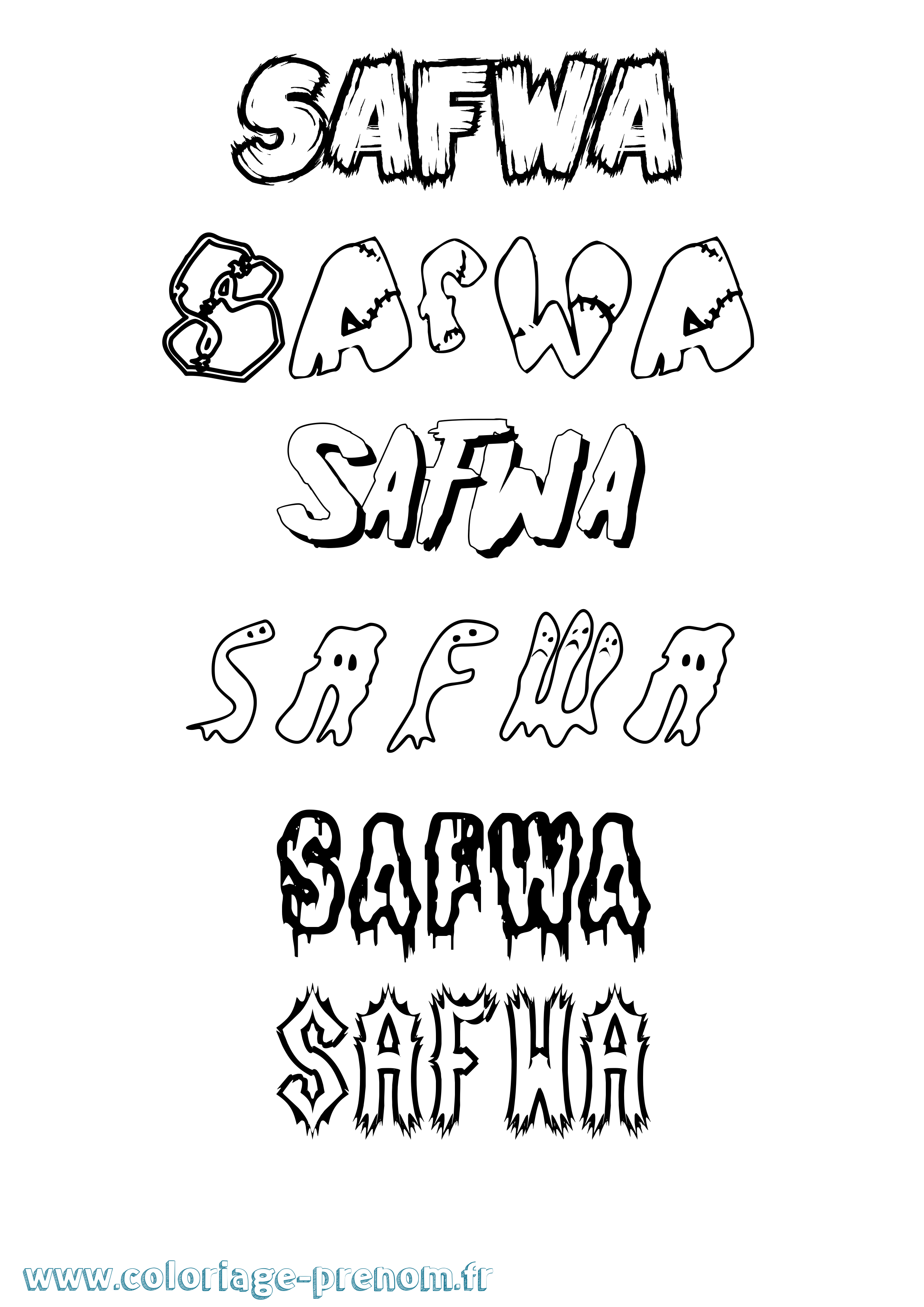 Coloriage prénom Safwa Frisson