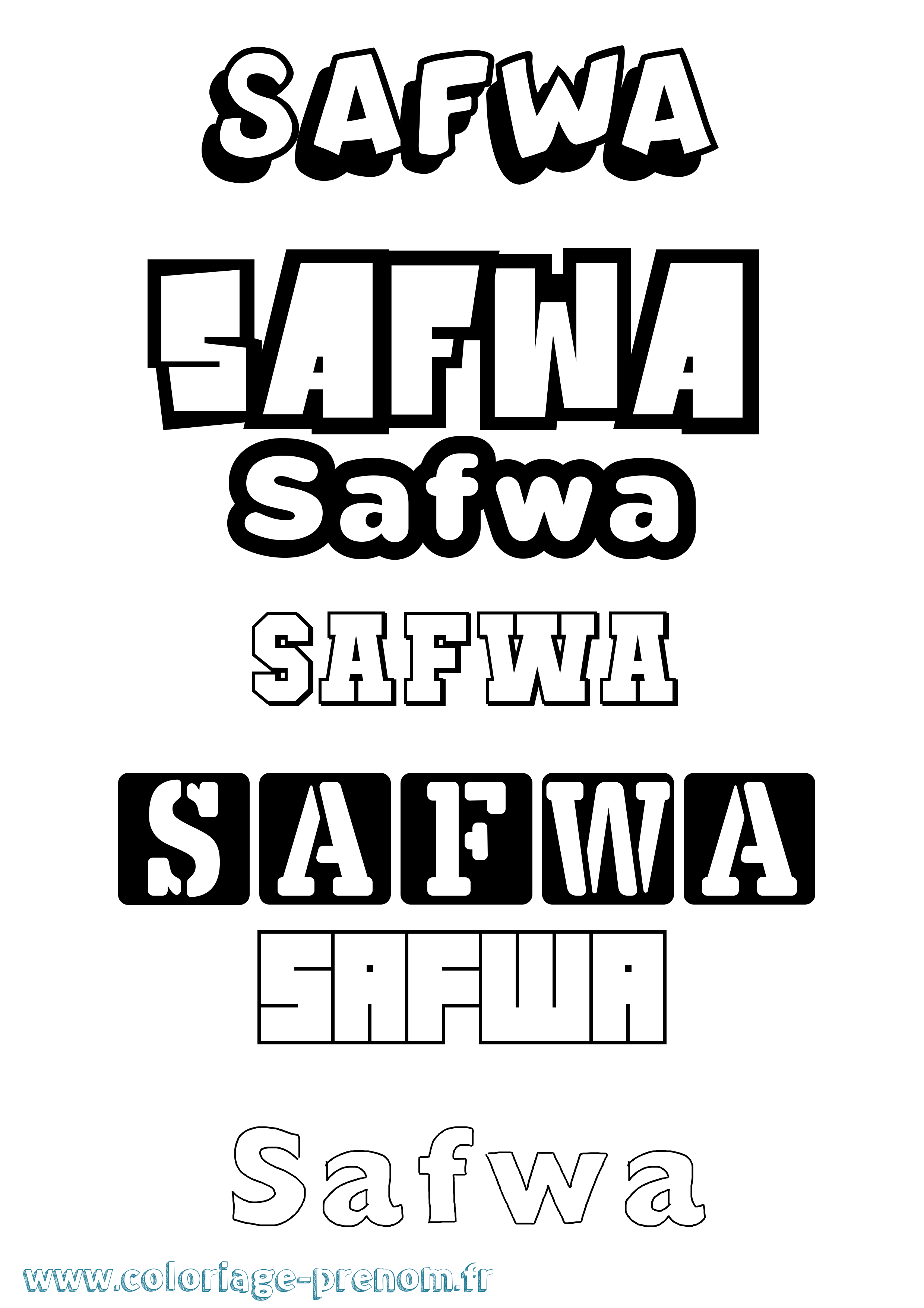 Coloriage prénom Safwa Simple