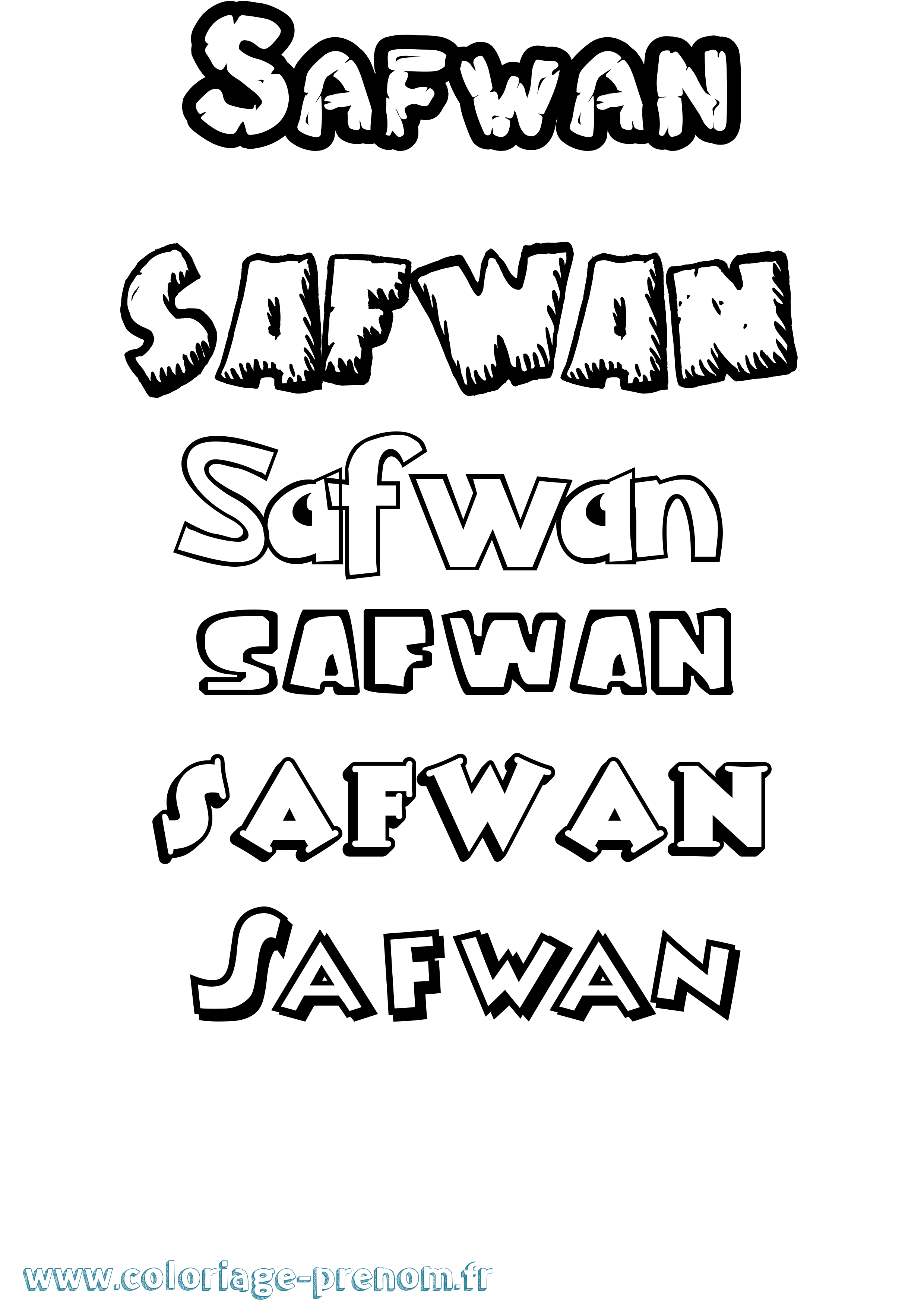 Coloriage prénom Safwan Dessin Animé
