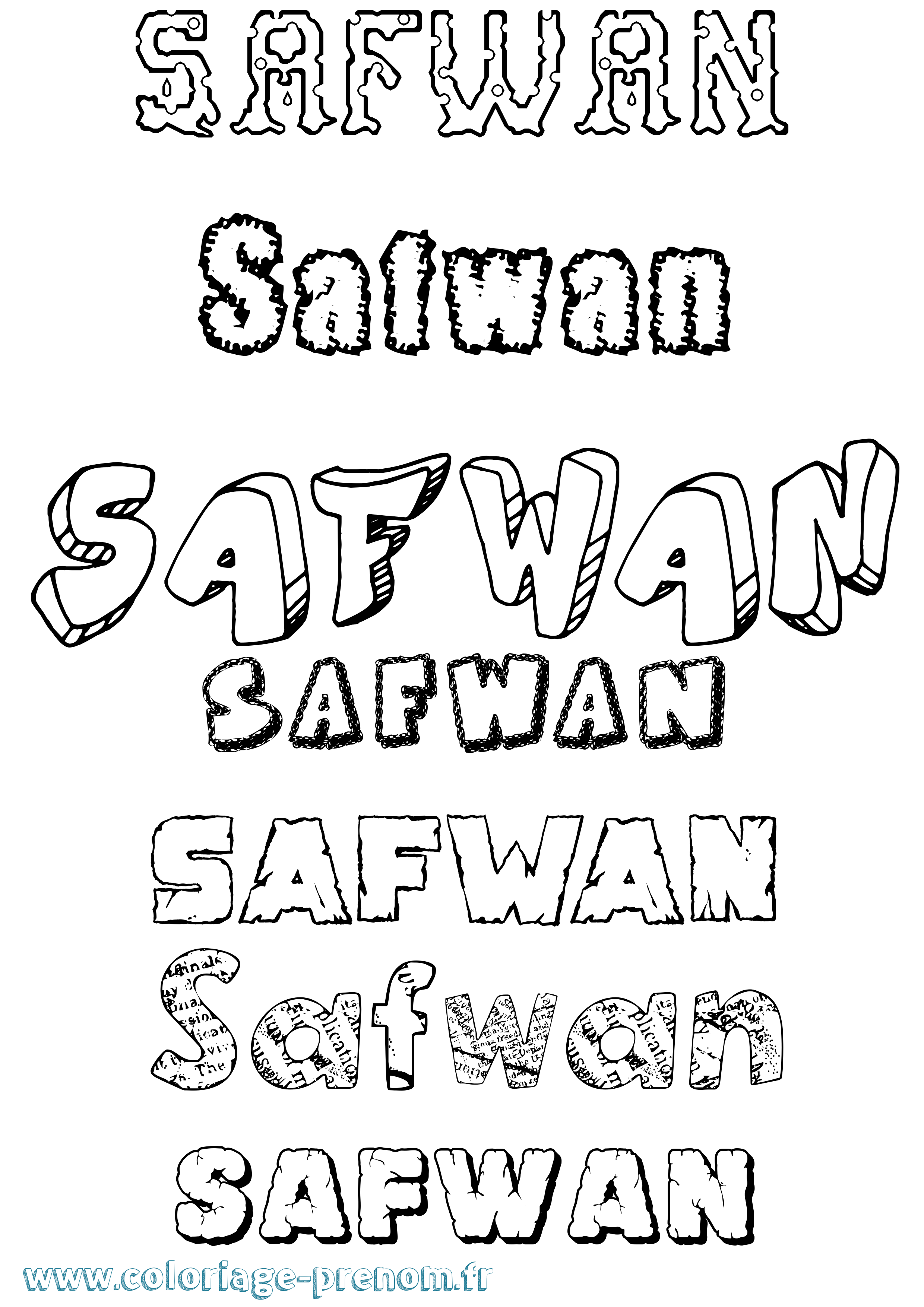 Coloriage prénom Safwan Destructuré