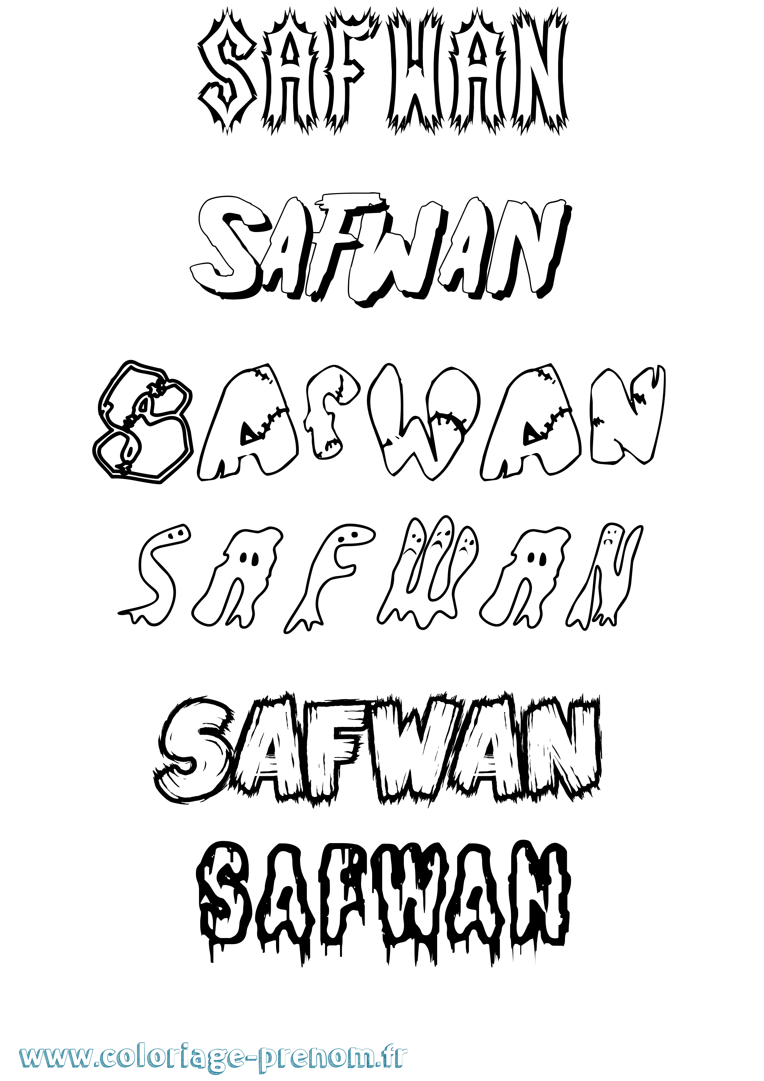 Coloriage prénom Safwan Frisson