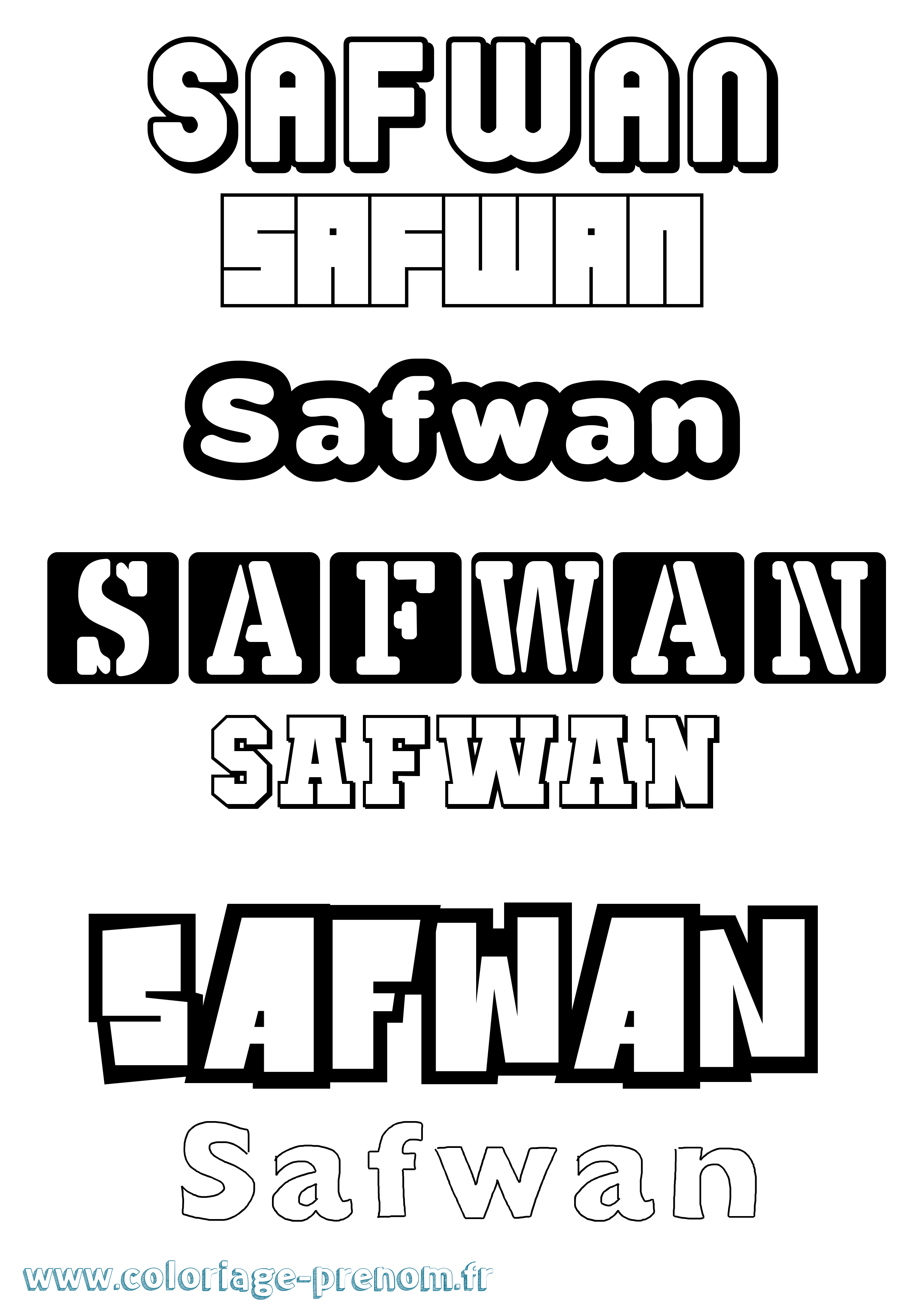 Coloriage prénom Safwan Simple