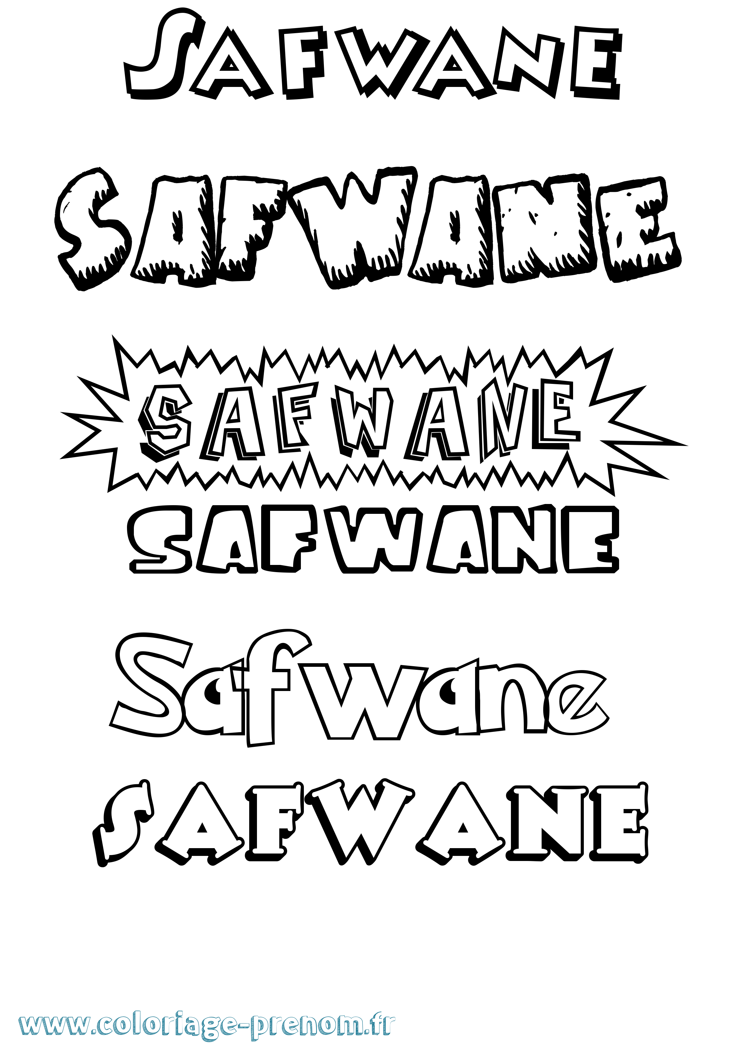 Coloriage prénom Safwane Dessin Animé