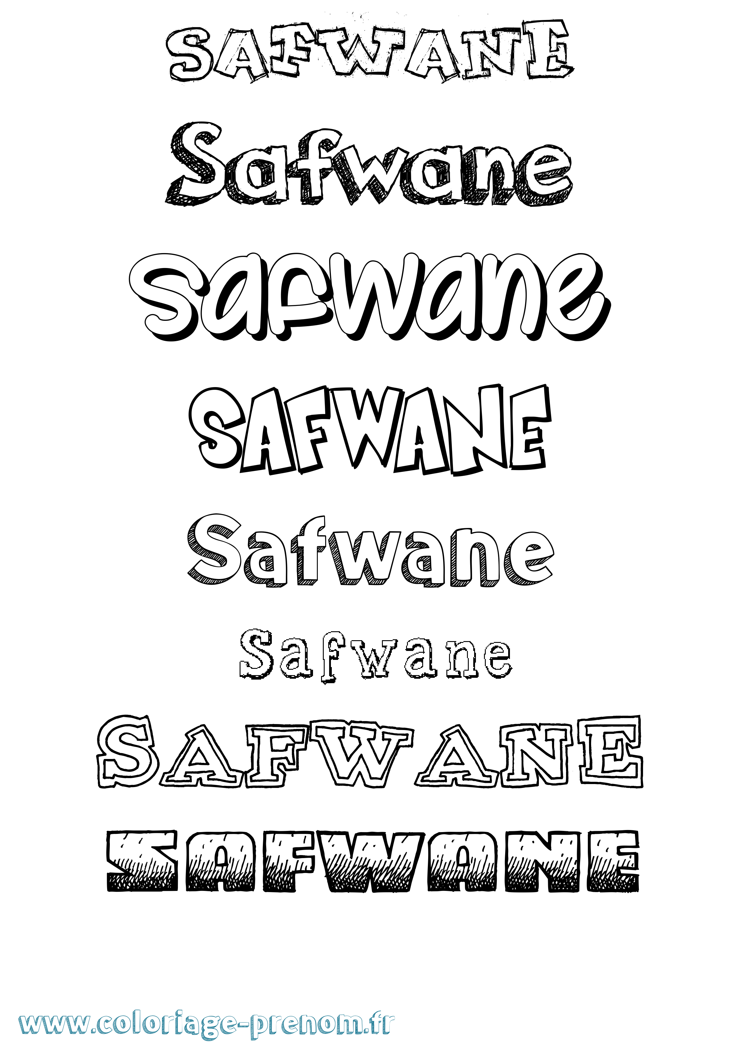 Coloriage prénom Safwane Dessiné