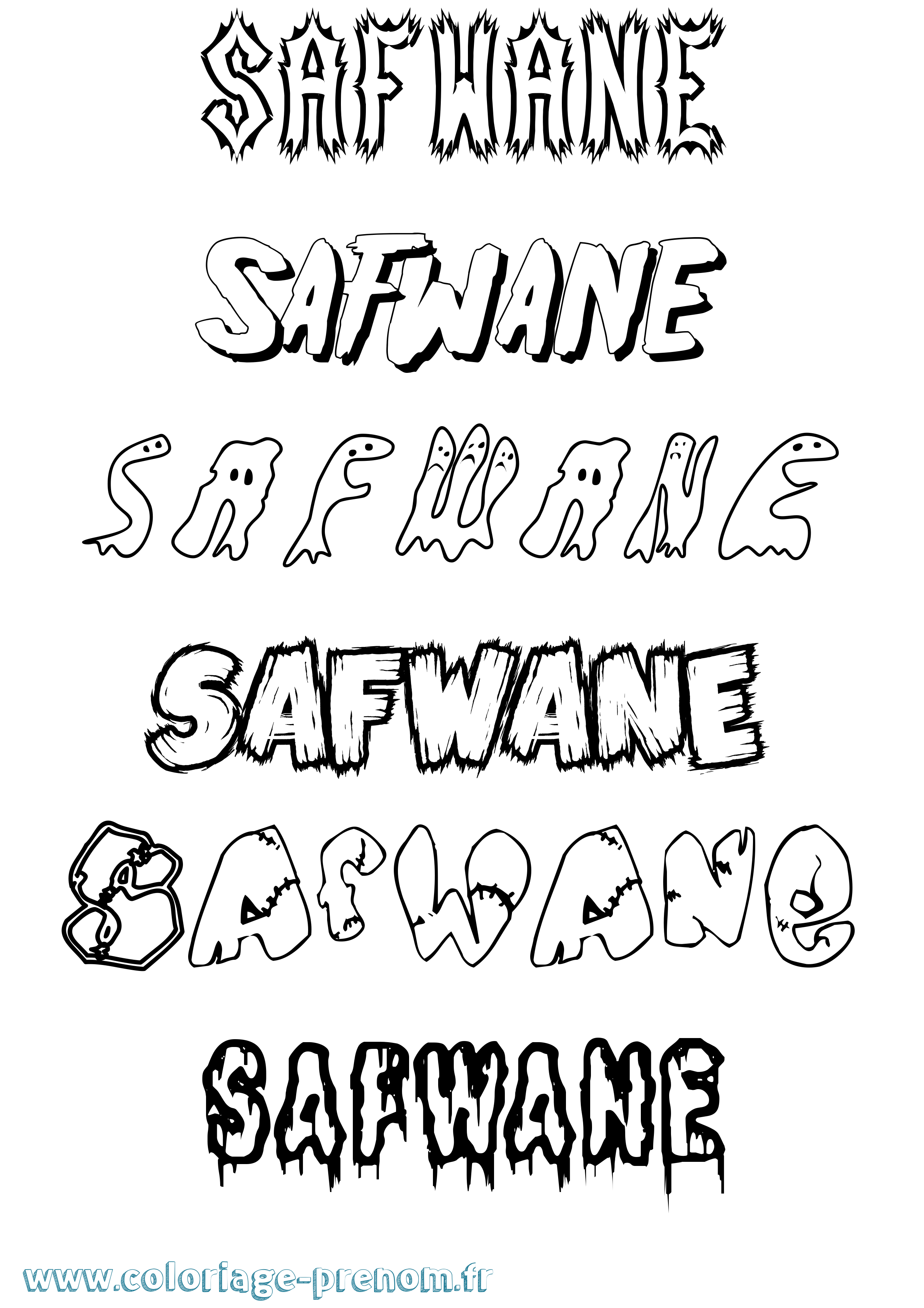 Coloriage prénom Safwane Frisson